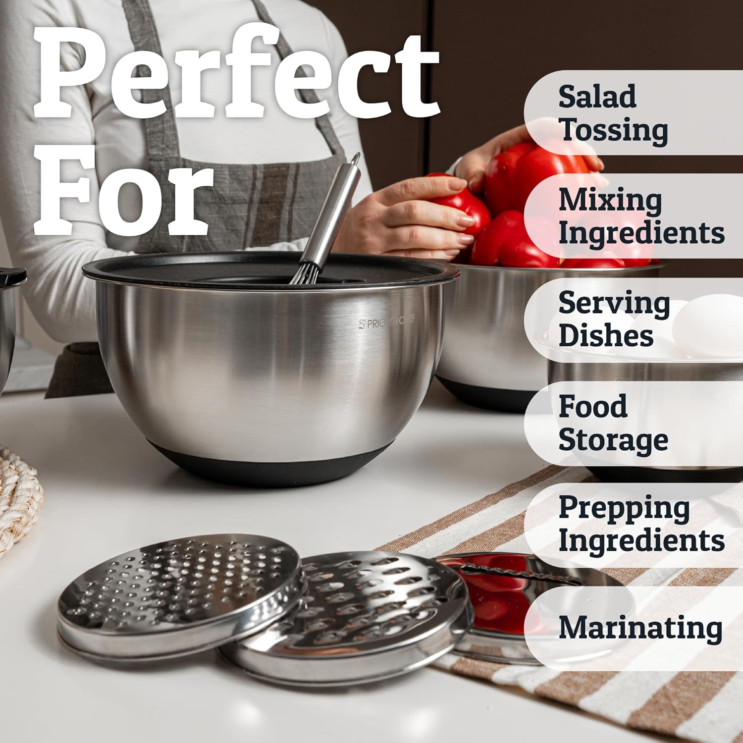 Thumbnail 4 de Priority Chef Mixing Bowls Set 1.5–5 qt