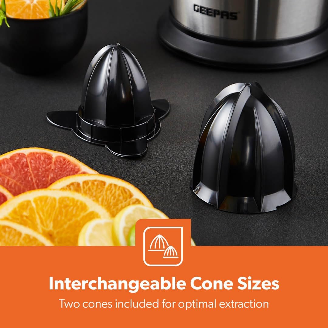 Thumbnail 6 de Geepas 100W Electric Citrus Juicer (Orange Juicer) with 2 Cones & Anti-Drip Spout
