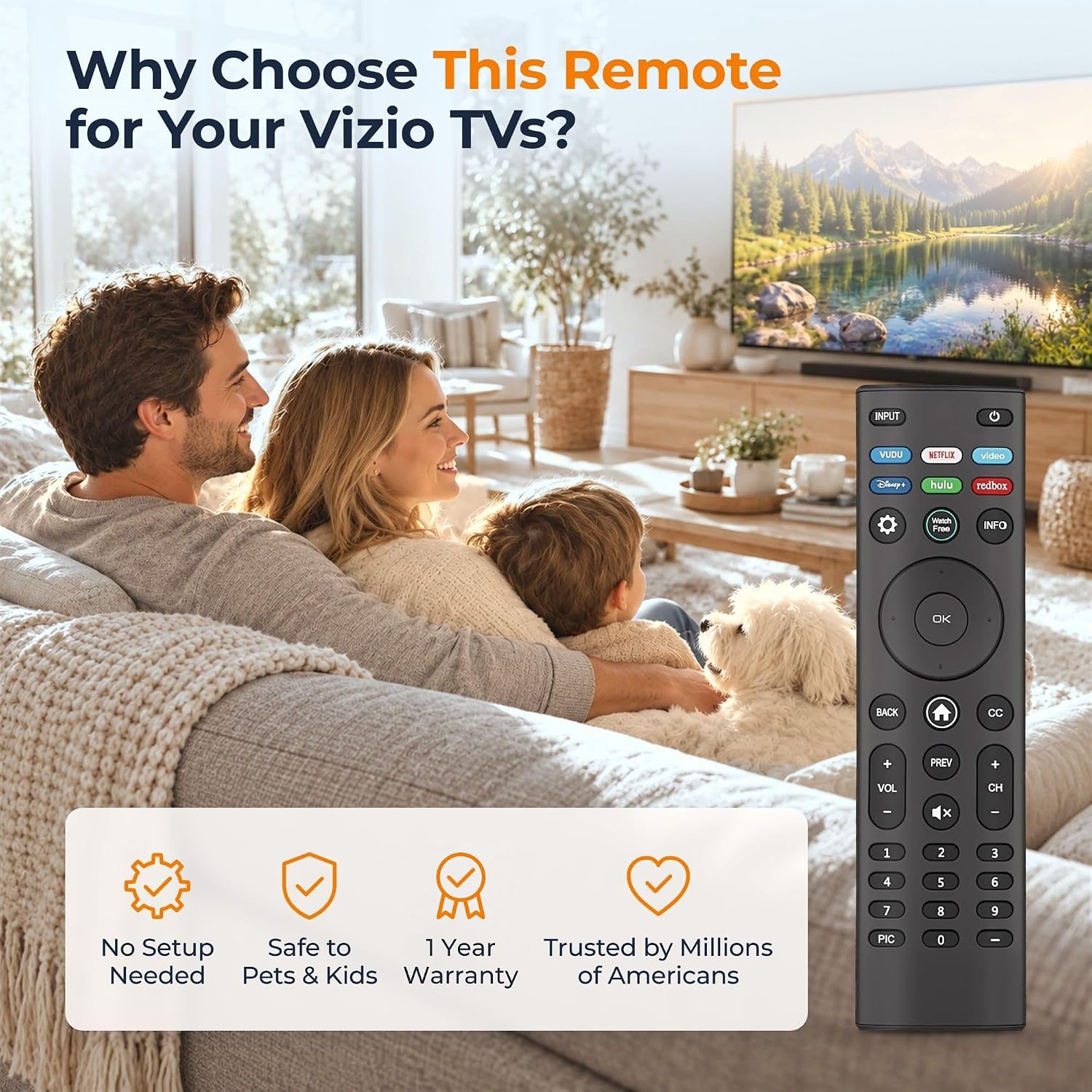 Thumbnail 6 de Nettech Universal Vizio TV Remote for Smart TVs, Infrared, 40-Foot Range