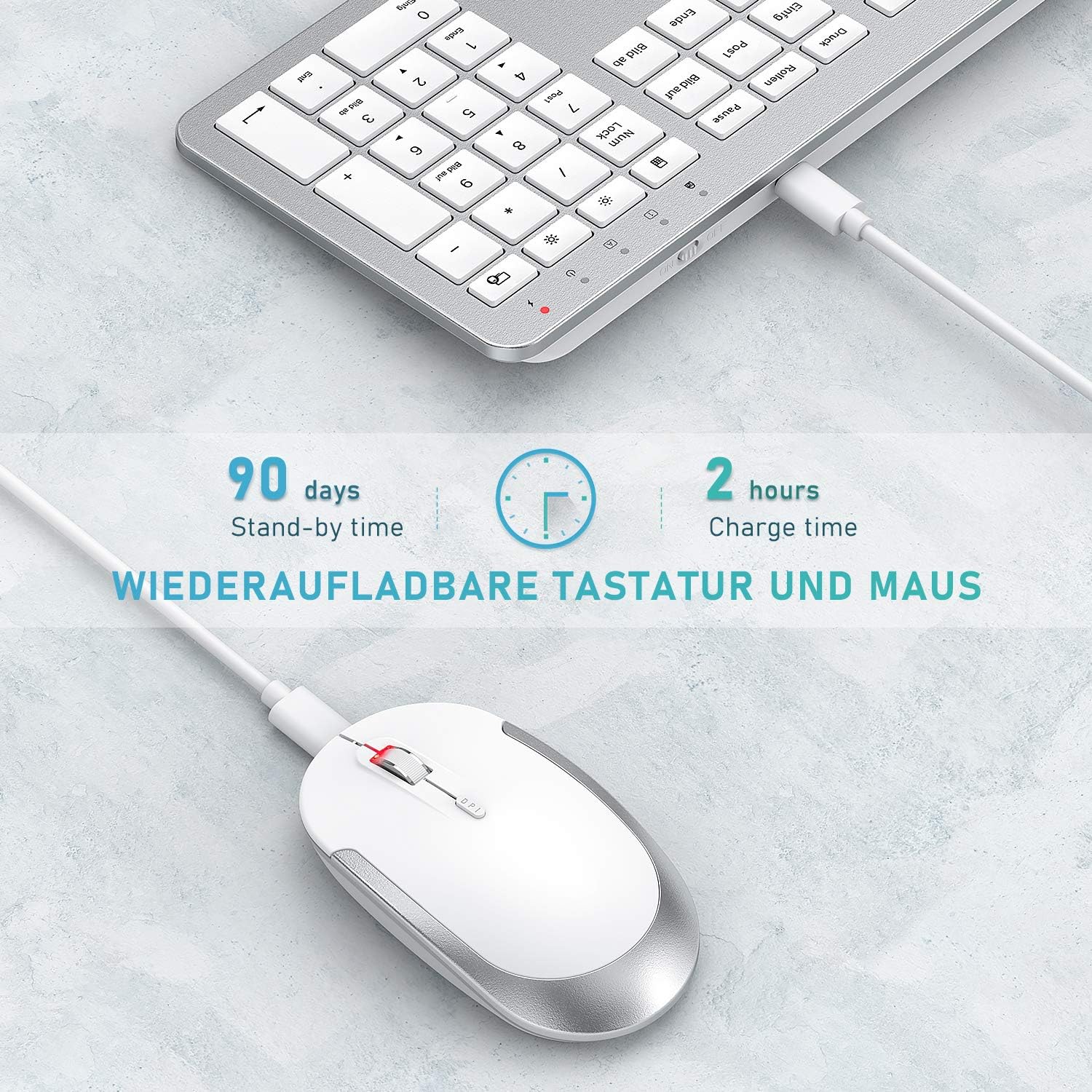 Detalle 2 de seenda SK38-3 Kabelloses Tastatur-Maus-Set ⌨