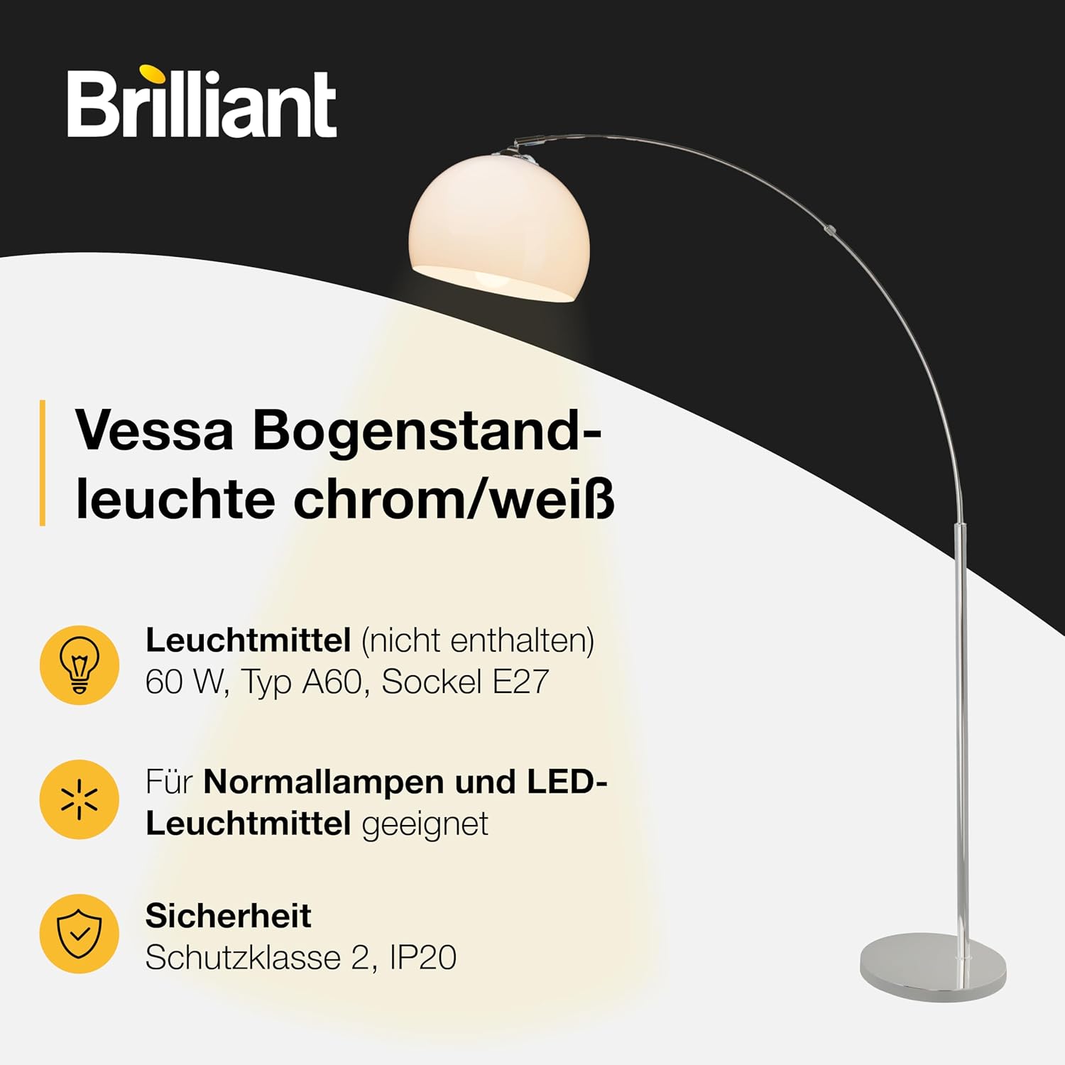 Detalle de BRILLIANT Vessa bow 1,7 m lámpara de pie