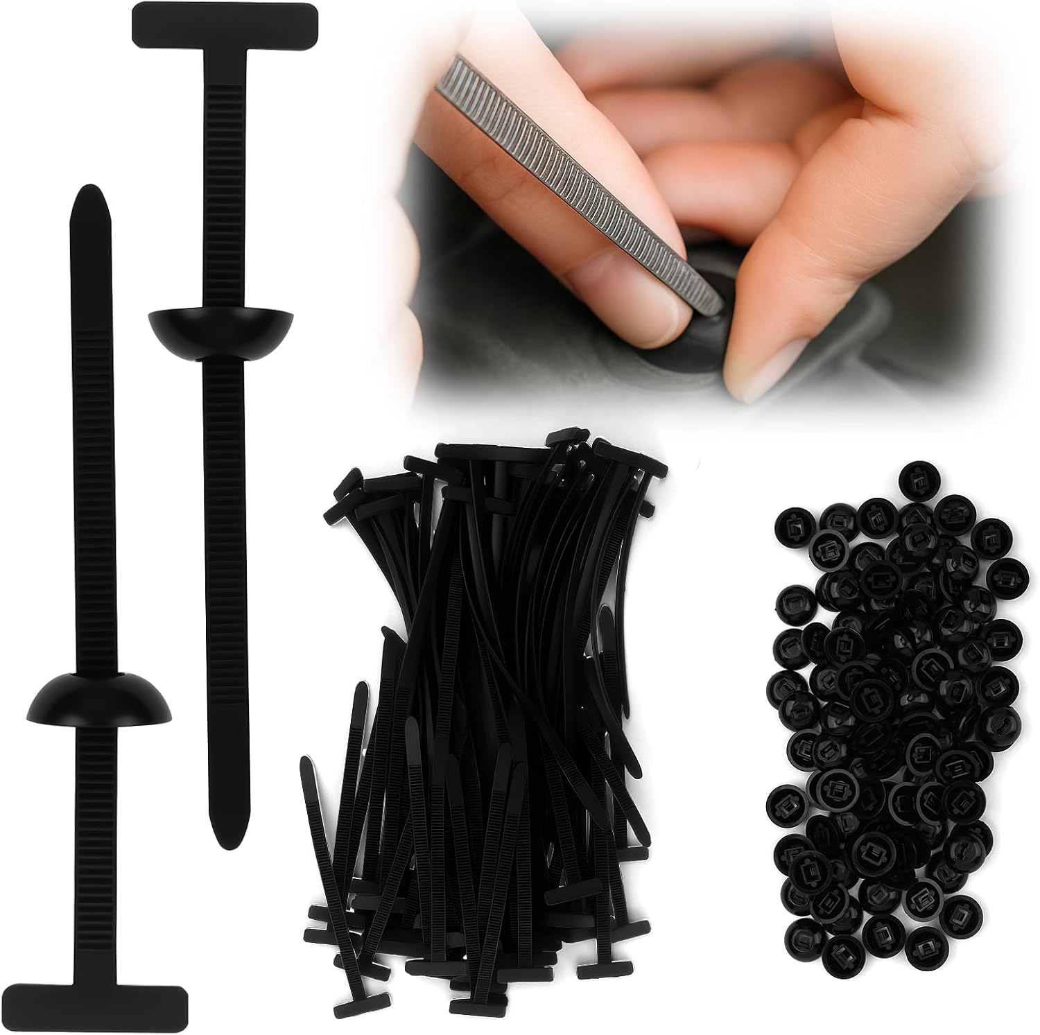 40 Stück PP Kabelbinder Schnalle – Universal Selbstsichernd mit Stift und Knopf