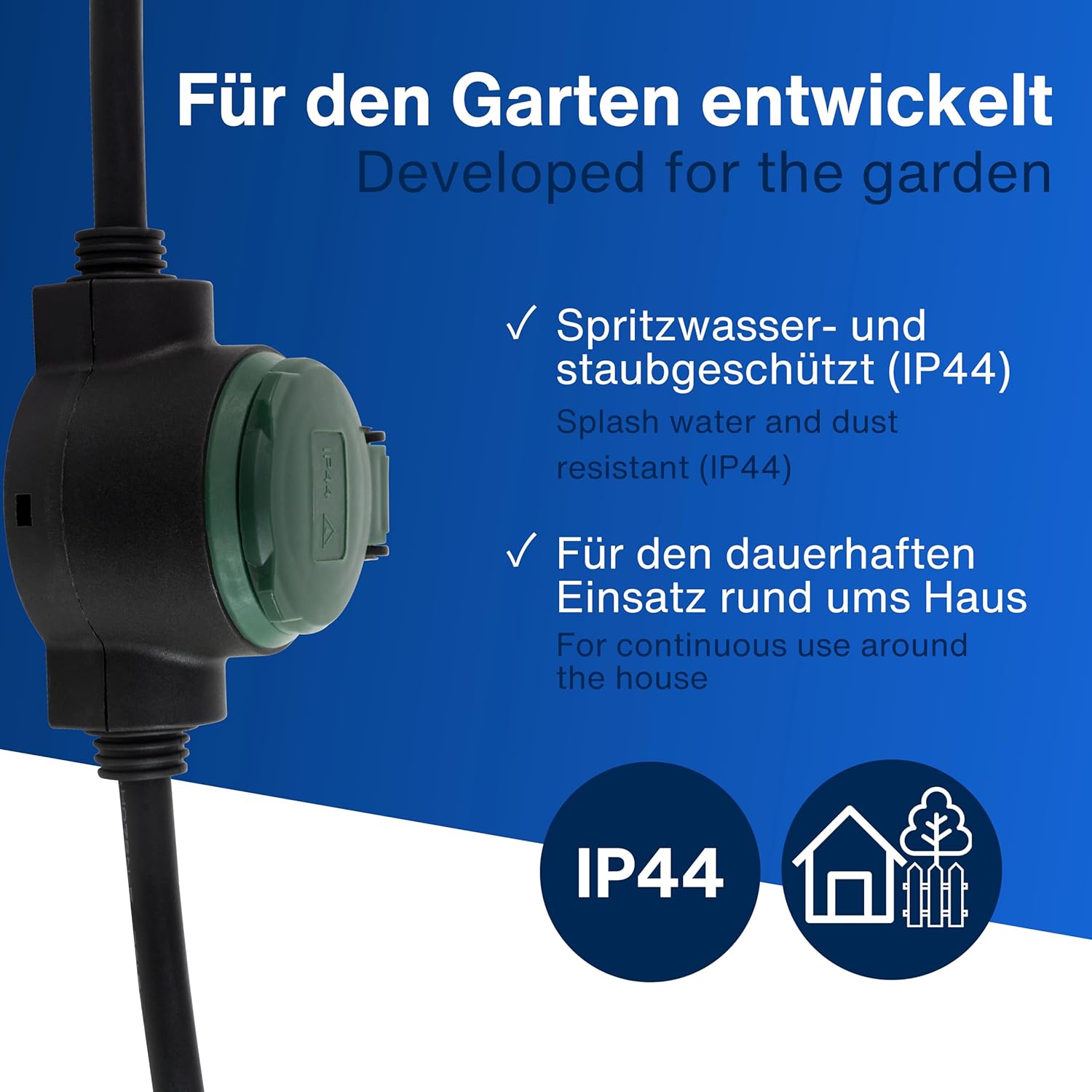 Detalle de Rallonge REV 0017103512 10 m Noir – Multiprise IP44, 230 V, 50 Hz