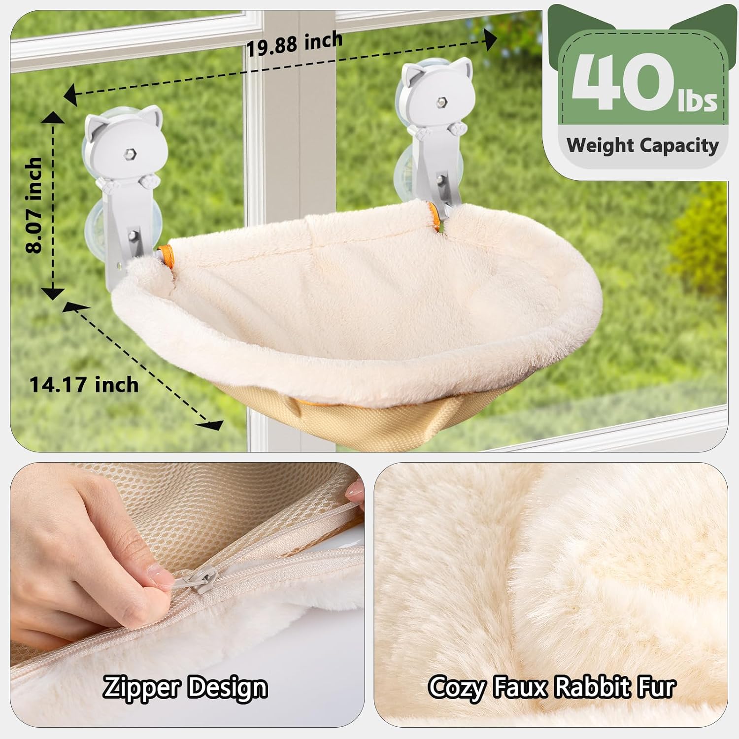 Thumbnail 4 de JUNSPOW Cat Window Perch 40lb Cream
