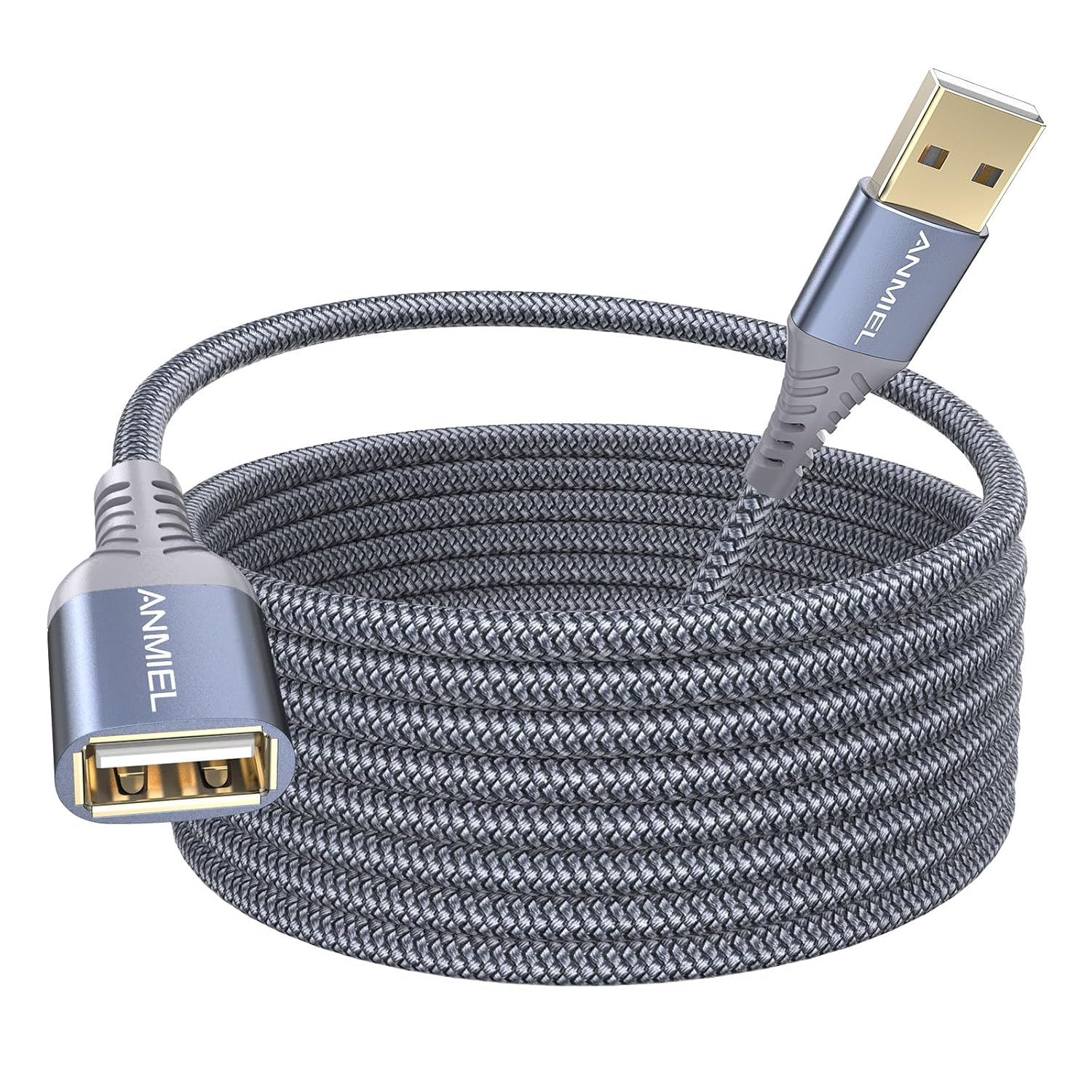 Detalle de ANMIEL USB-Verlängerungskabel 4 m (USB 2.0, Typ A) – Verlängerung für Festplatte, Kamera, Drucker & Co.