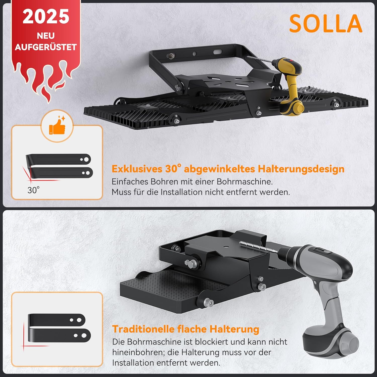 Thumbnail 2 de SOLLA 750W 2025 Plus – LED Außenflutlicht mit 3 Köpfen, 75.000 lm, IP66, 6000K Tageslichtweiß