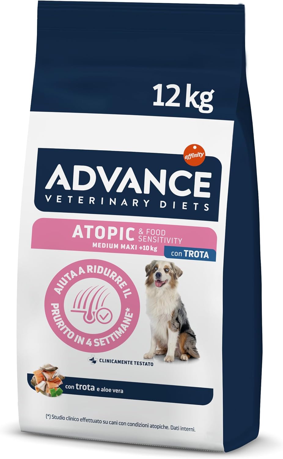 Detalle de Advance Veterinary Diets Atopic Medium-Maxi: Cibo veterinario per cani con dermatite atopica (trota e patate) – 12 kg