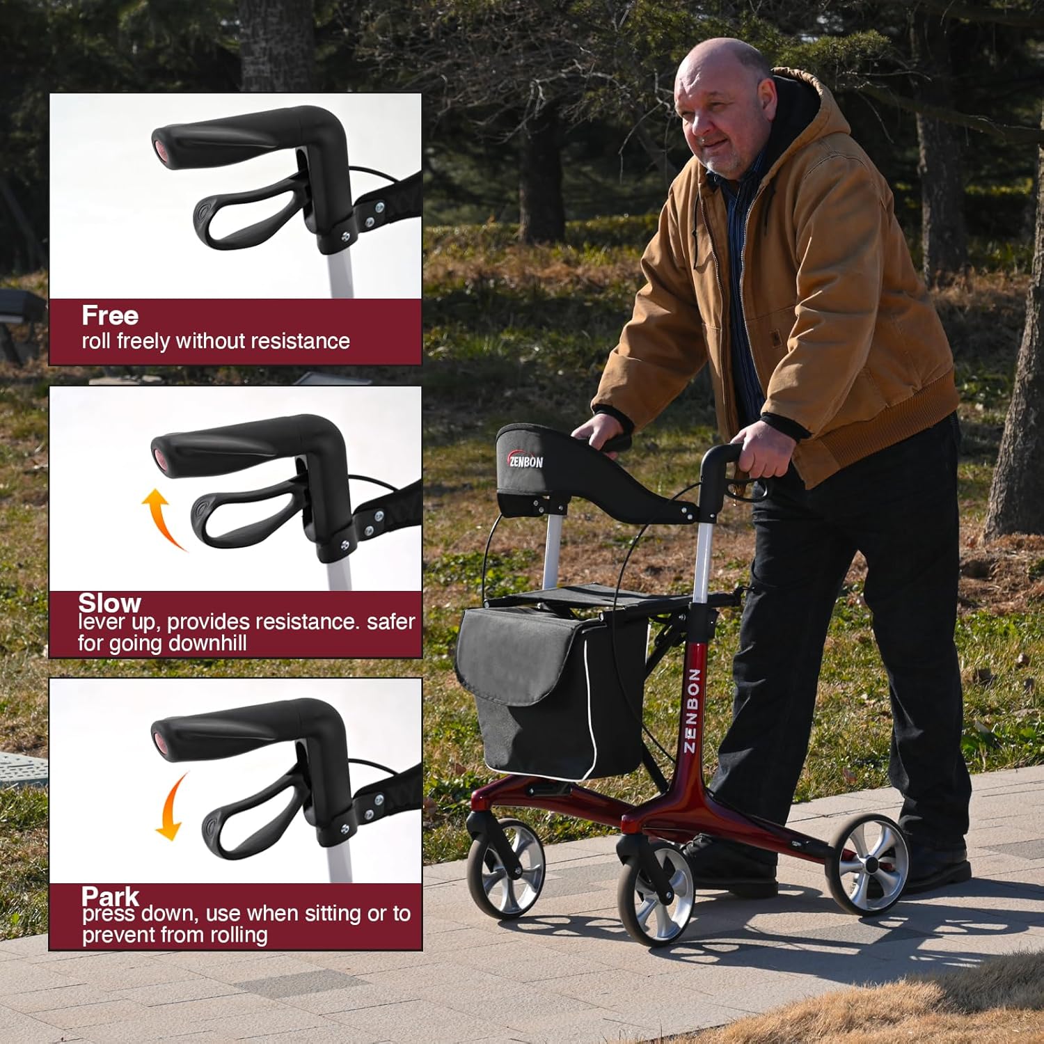 Thumbnail 6 de Carbon Rollator Ultraleicht Klappbar – leichter Rollator mit Sitz für Alltag und Reise