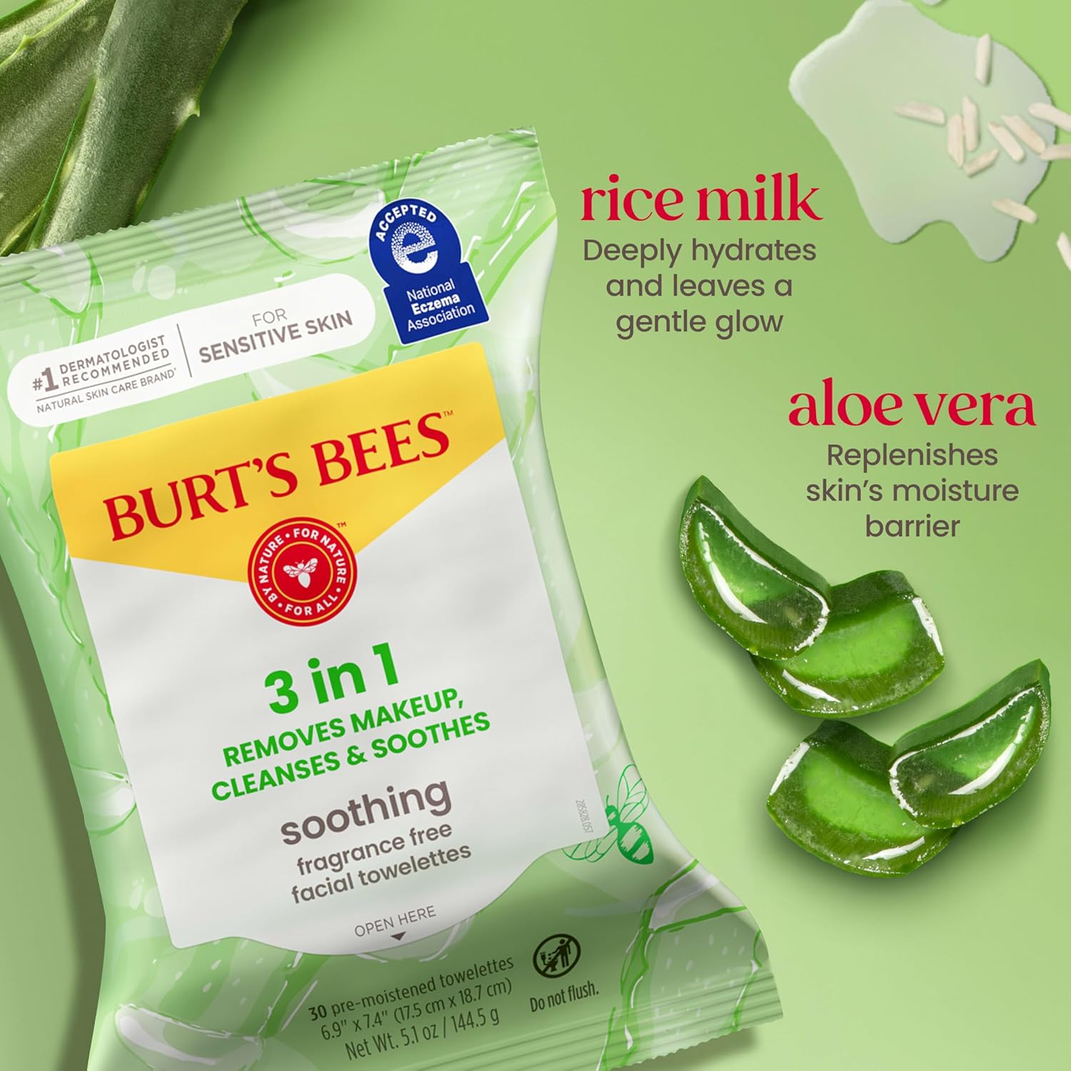 Thumbnail 4 de Burt's Bees Aloe Vera Face Wipes 30 Ct.