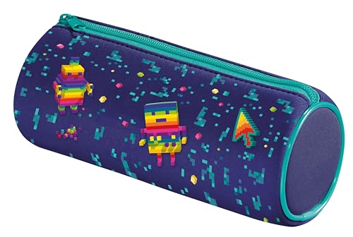 Detalle de Maped - Trousse Ronde Pixel Party : néoprène robuste et toucher doux pour la rentrée