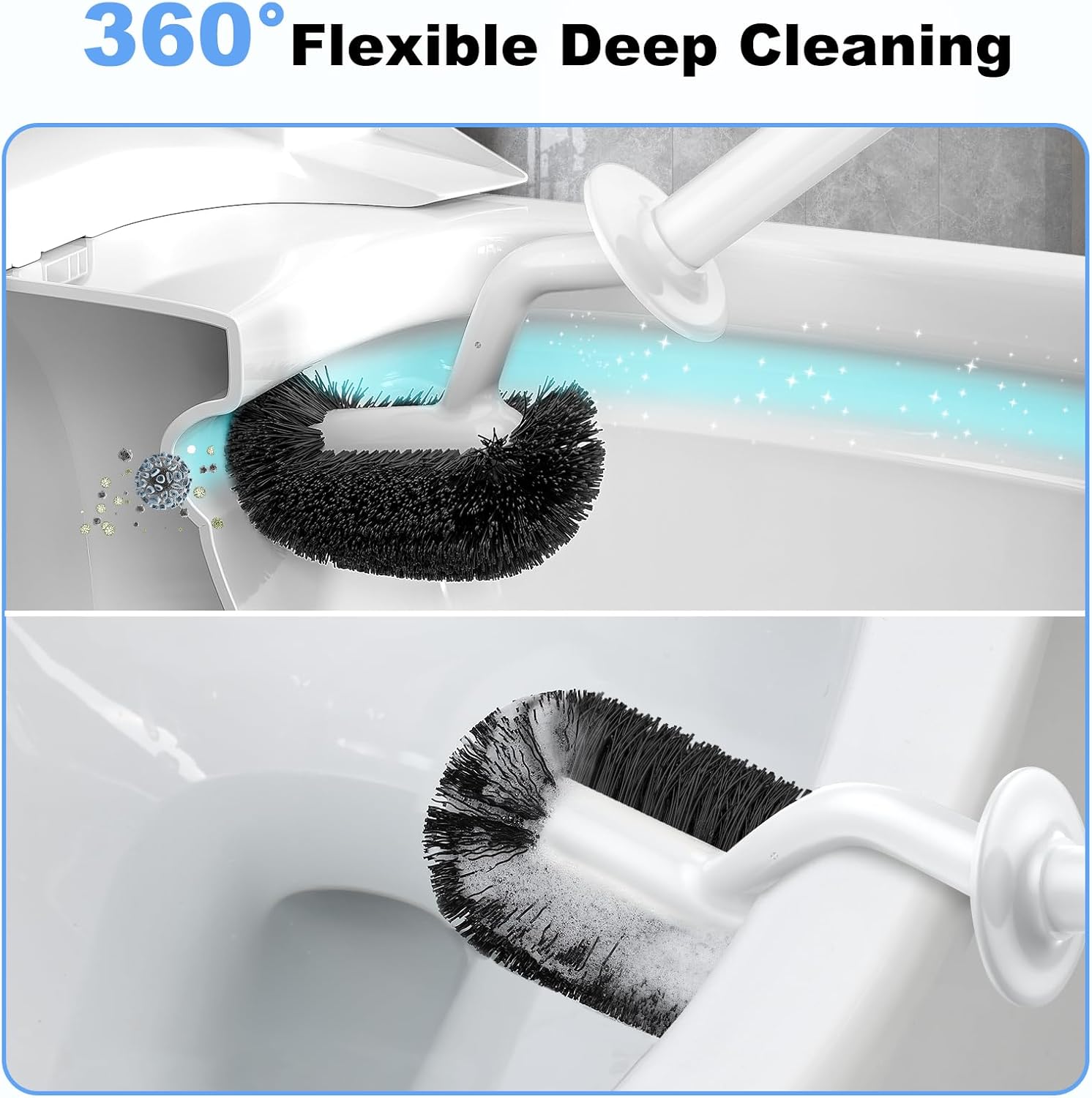 Thumbnail 2 de HAMITOR Curved Toilet Bowl Brush Holder Set with Hidden Holder for Small Spaces