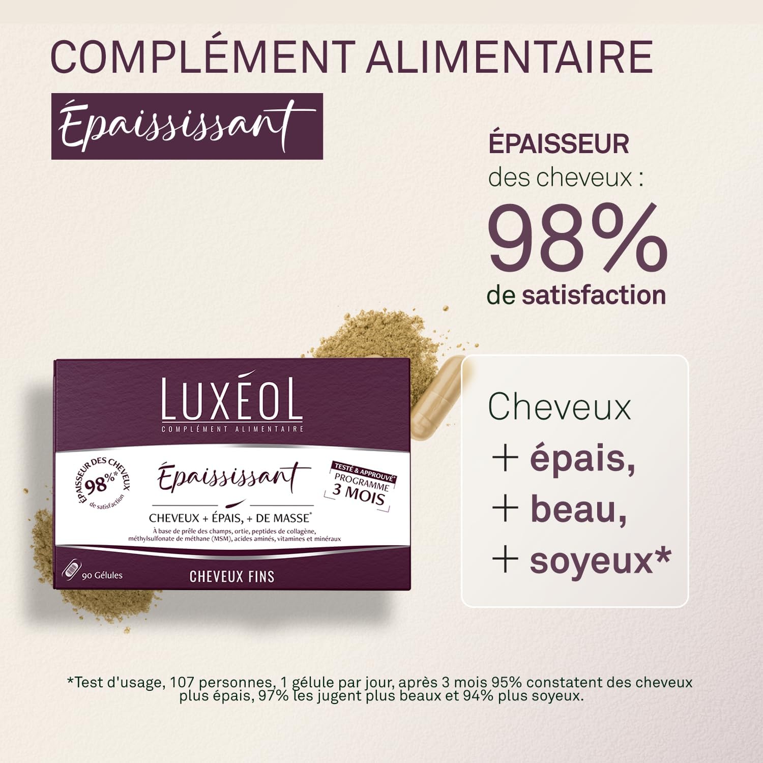 Detalle de LUXEOL Complément alimentaire 90 gélules 💊