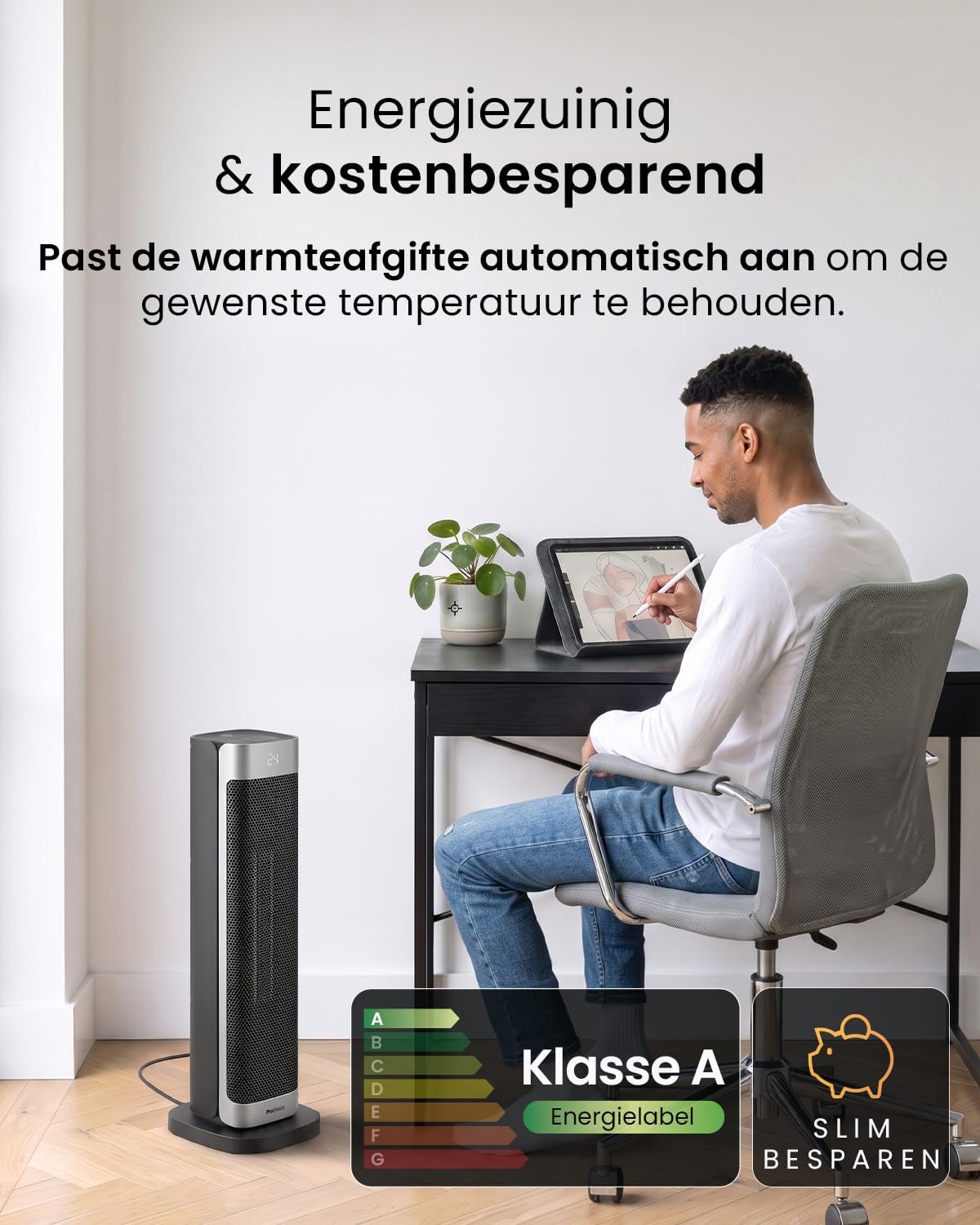 Thumbnail 6 de Pro Breeze ThermaCube PB-H-29B-EU torenkachel 2200 W met 65° oscillatie