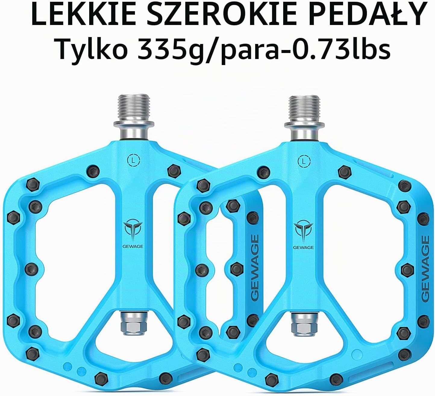 Detalle 2 de GEWAGE pedały platformowe MTB z nylonu, szeroka platforma i stalowe piny