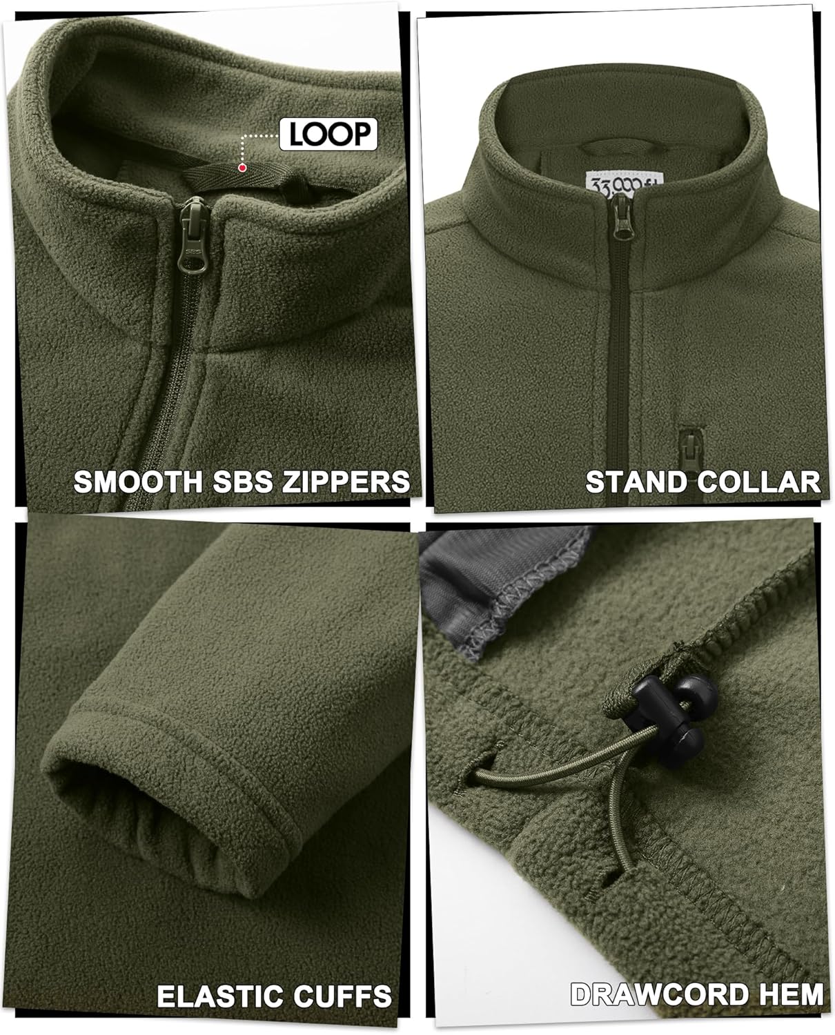 Thumbnail 4 de 33,000ft Herren Fleecejacke mit Stehkragen – leichte warme Übergangsjacke für Outdoor & Alltag