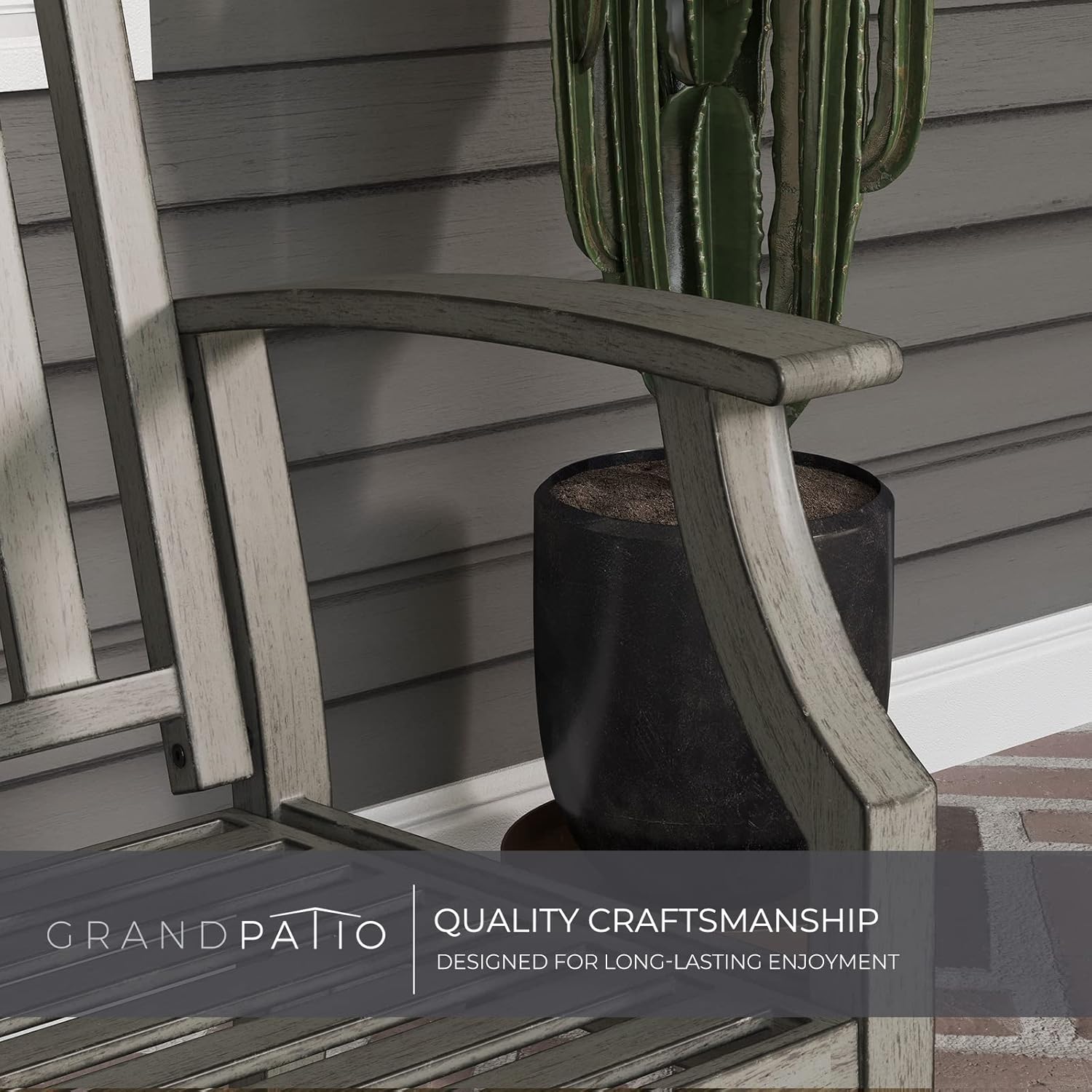 Thumbnail 5 de Grand patio Outdoor Bench for patio & garden with anti-rust metal frame (Gray)