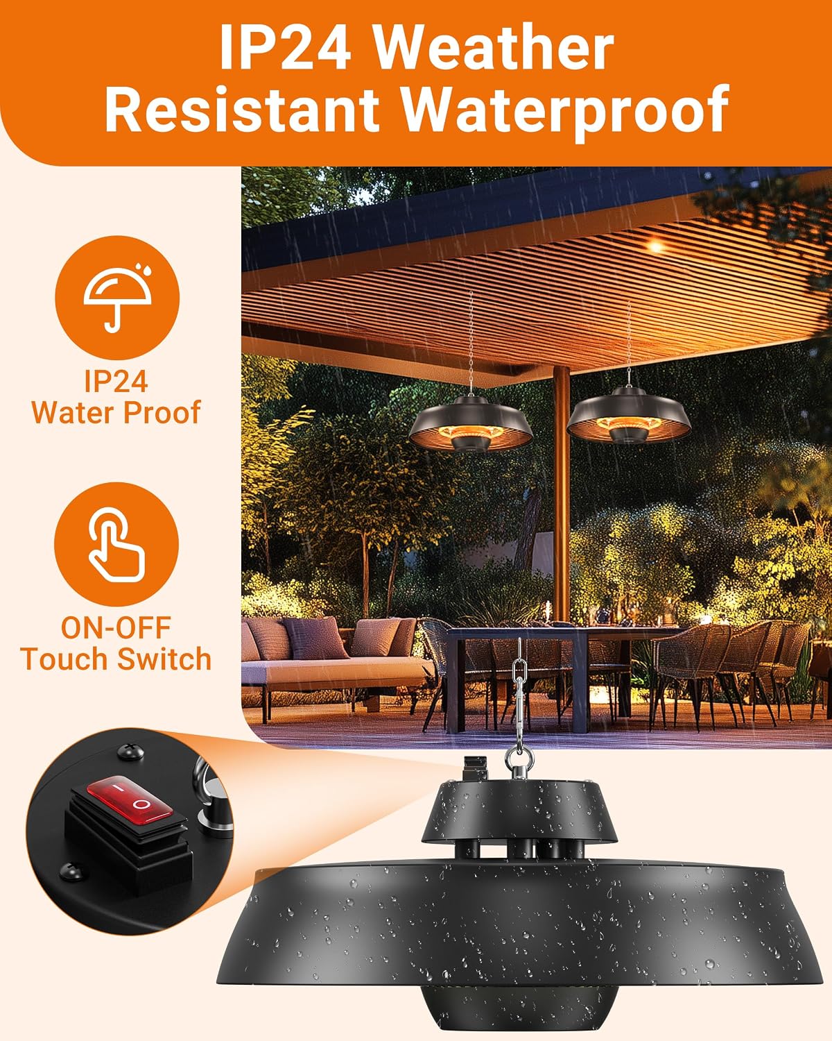 Thumbnail 6 de pasapair TSH-RH2 1500W Carbon Infrared Hanging Heater with Remote