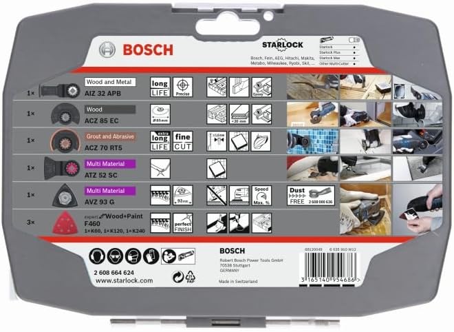 Thumbnail 2 de Bosch Accessories 2608664624 Coffret Starlock 5 pièces : lames et abrasifs pour bois, métal et multi-matériaux abrasifs