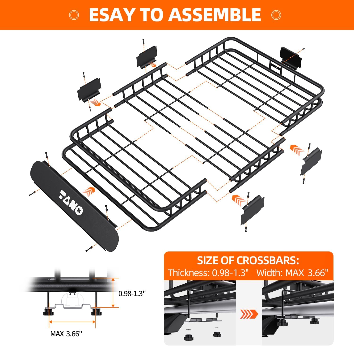 Detalle 2 de TANX Roof Cargo Basket, 51 x 36 x 5 Inches