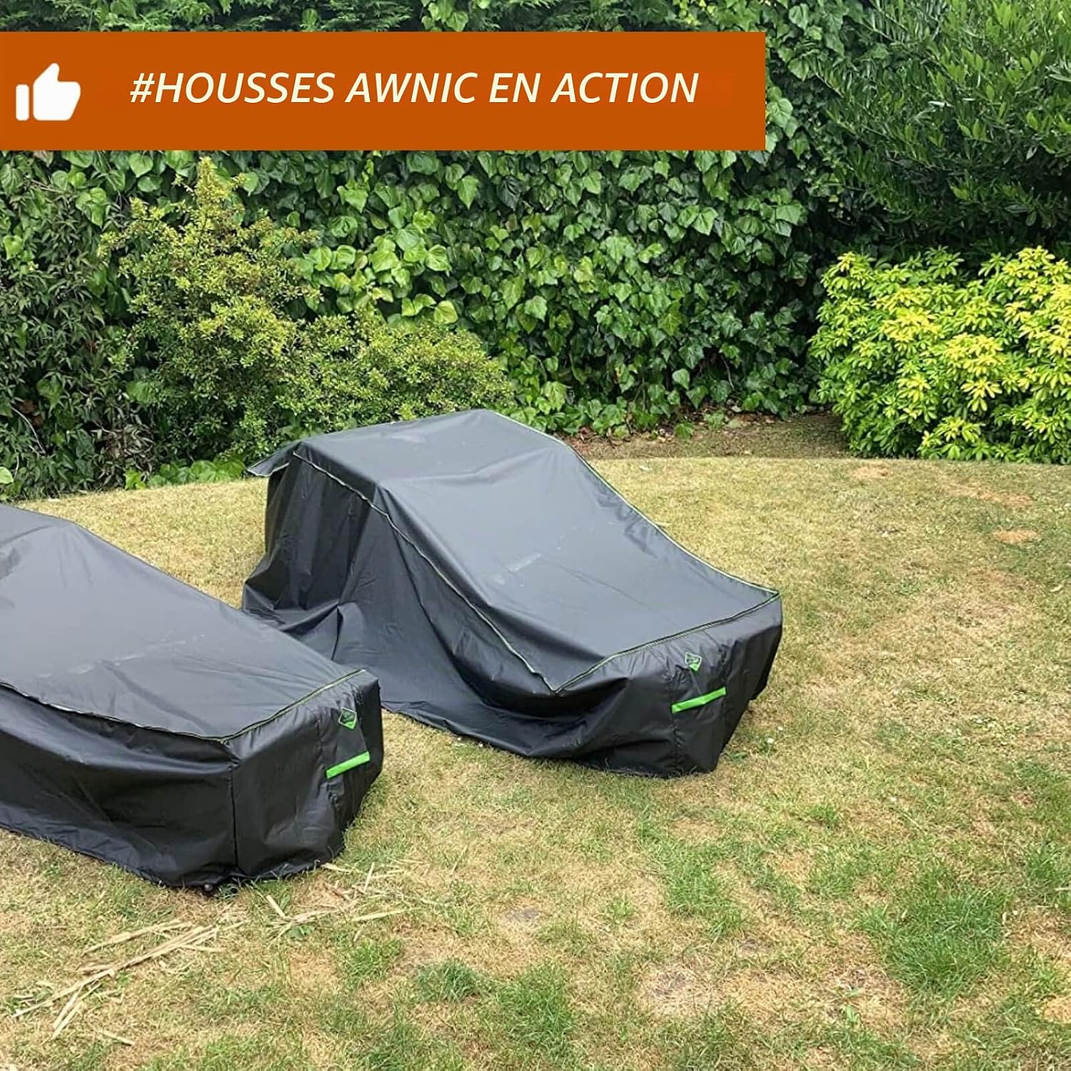 Detalle 1 de AWNIC G200-3D beschermhoes voor tuinligstoel, 420D polyester, 200 x 75 cm