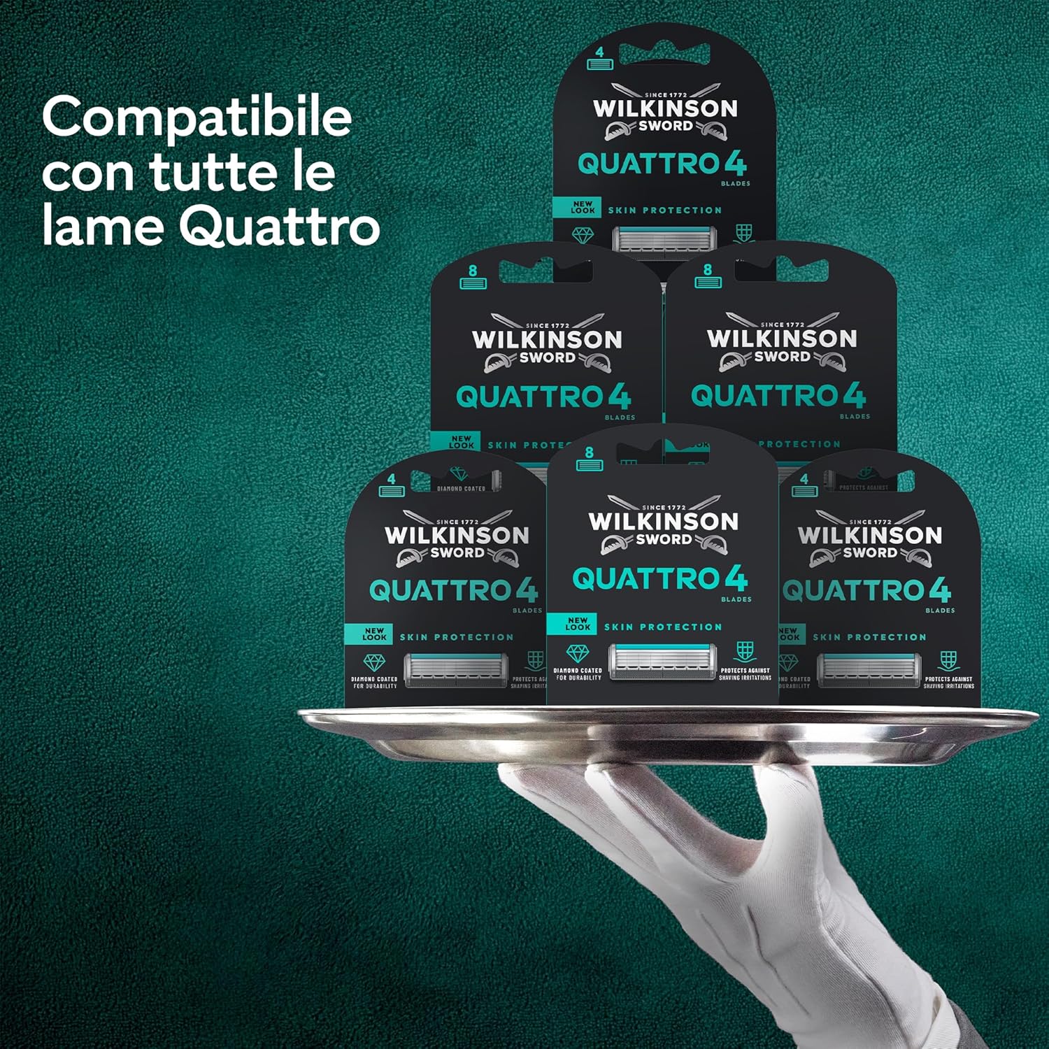 Thumbnail 5 de Wilkinson Sword Quattro: rasoio da uomo a 4 lame rivestite in diamante, formato convenienza