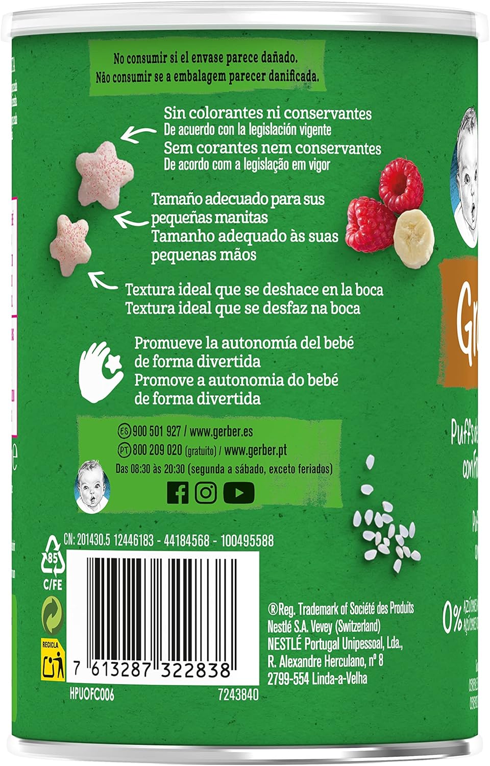 Thumbnail 4 de Gerber Organic Puffs Frambuesa y Plátano 🍇🍌, Snack para Bebés