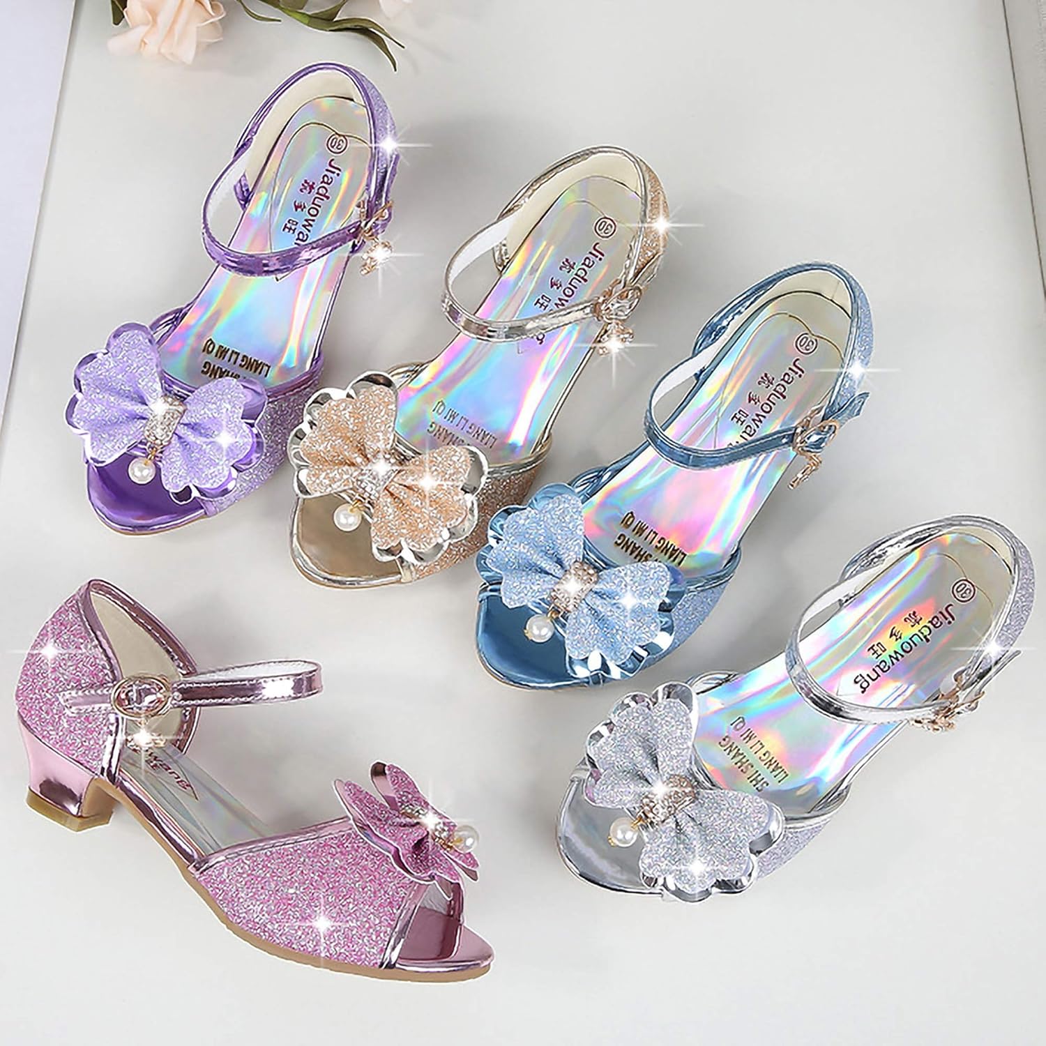 Thumbnail 4 de New front – Chaussures à talon haut danseuses pour fille, sandales à strass avec fermeture Velcro