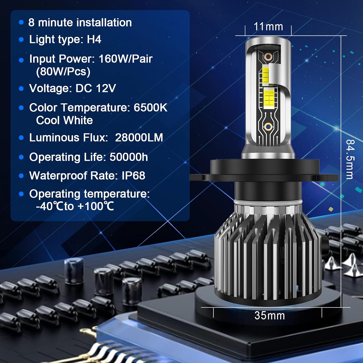 Thumbnail 5 de AUXIRACER H4 LED 30000LM 120W