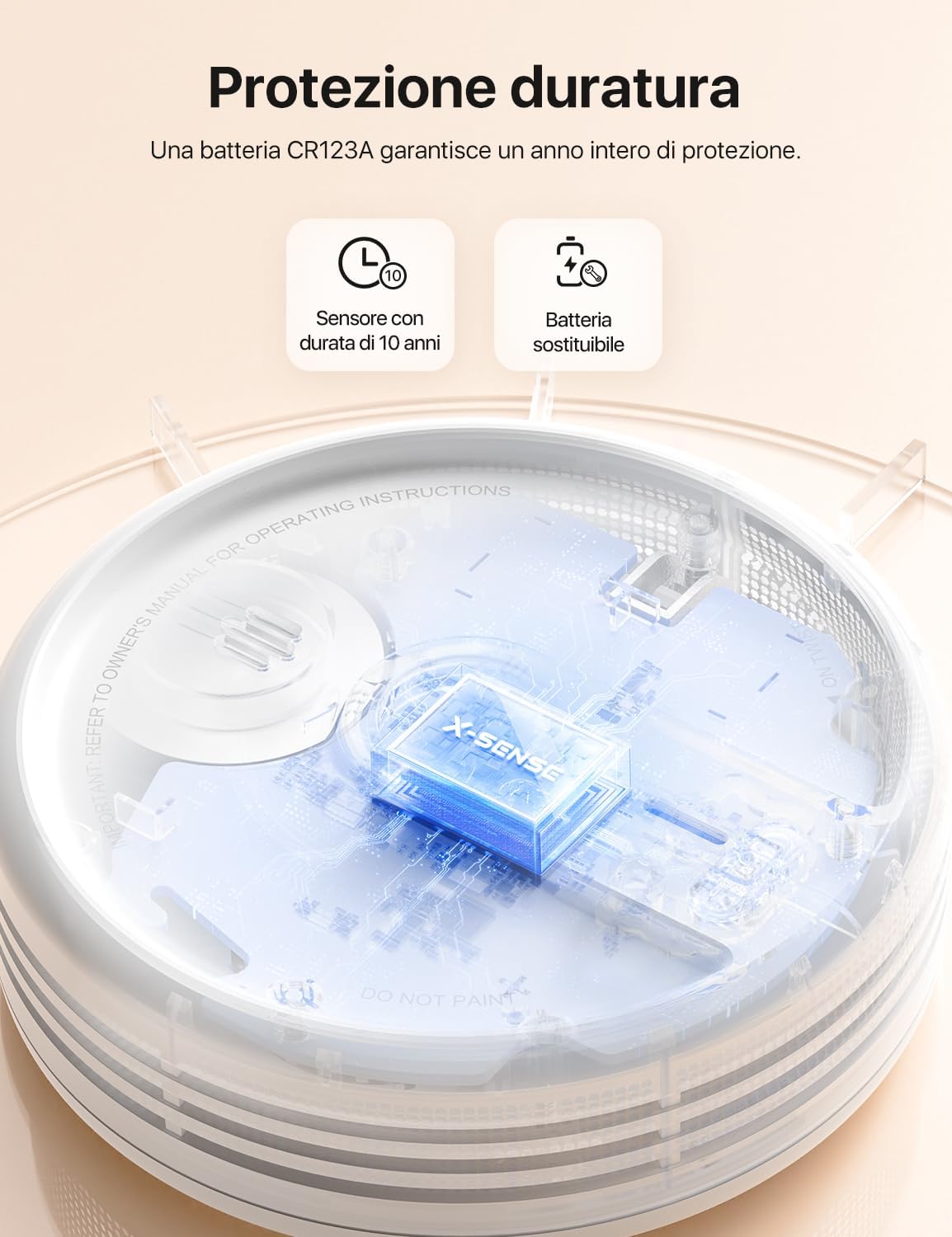 Thumbnail 5 de X-Sense XS0E-iR Rilevatore di fumo Wi‑Fi con app, modalità notturna e batteria sostituibile (3 pezzi)