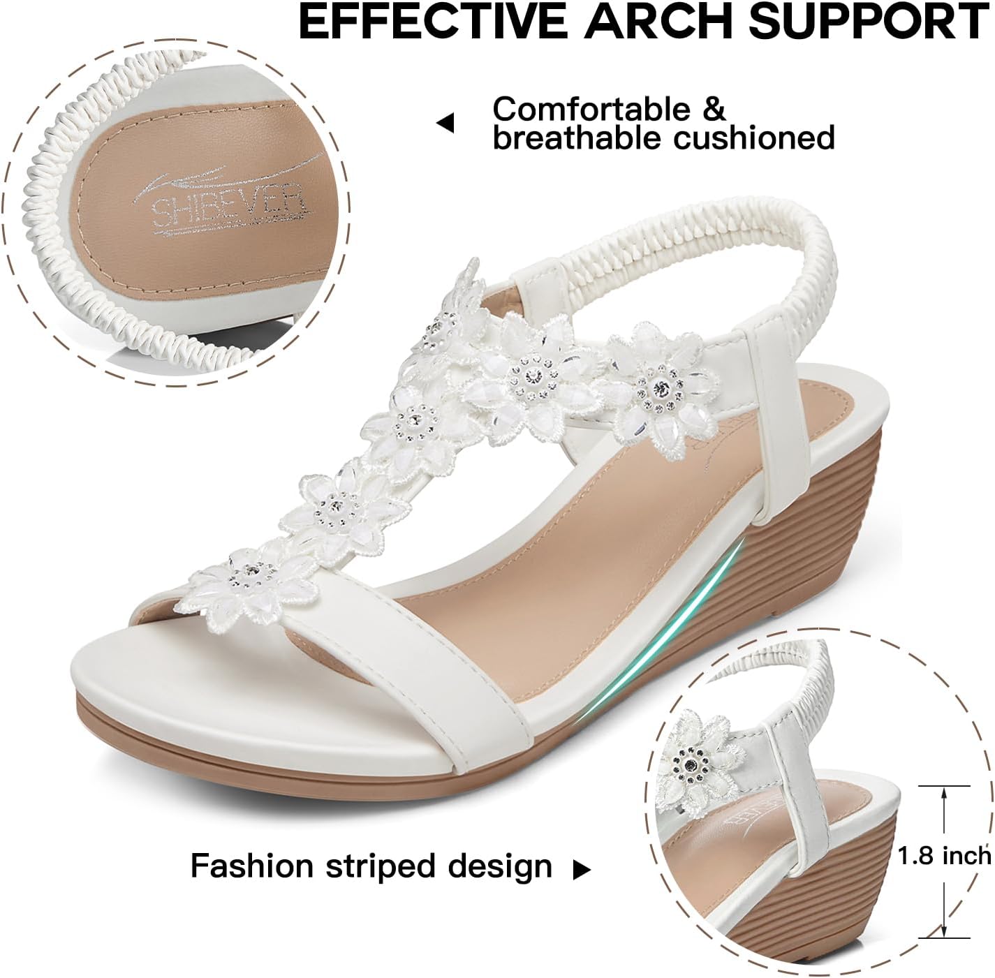 Thumbnail 5 de SHIBEVER Wedge Sandals for Women – Dressy 2-Inch Summer Platform for All-Day Comfort