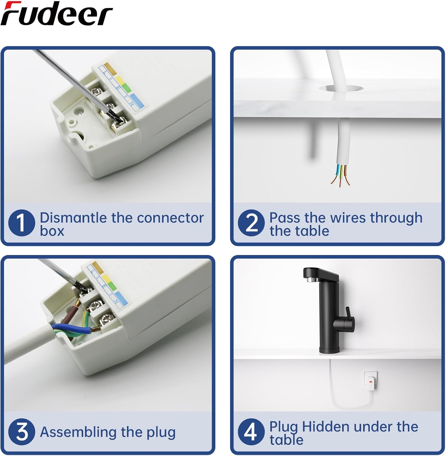 Thumbnail 5 de Fudeer Wasserhahn mit Durchlauferhitzer (230V, 3,3 kW) und Digitaldisplay – 30–45 °C, drehbarer Auslauf, 304 Edelstahl