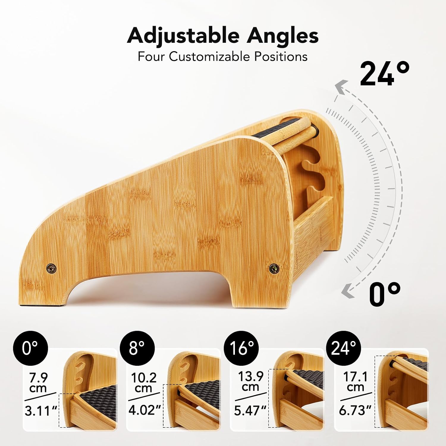 Thumbnail 2 de HUANUO Bamboo Under Desk Footrest – Ergonomic, Adjustable, and Feet-Soothing Support