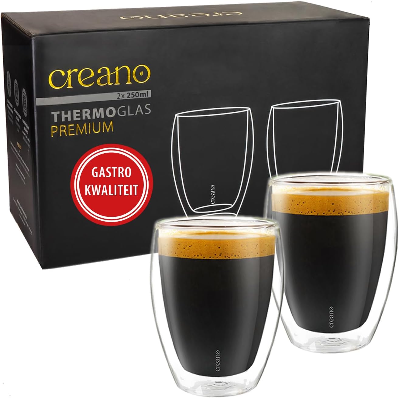 Detalle de Creano 20,90 dubbelwandige drinkglazen 250 ml, set van 2 met GastroSeal