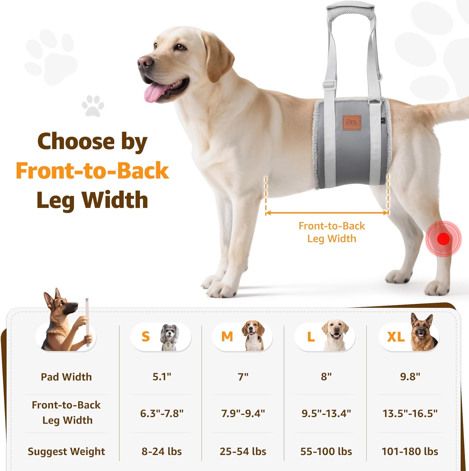 Thumbnail 1 de Adjustable Dog Lifting Harness: Support & Rehab for Weak Rear Legs (Grey, L)