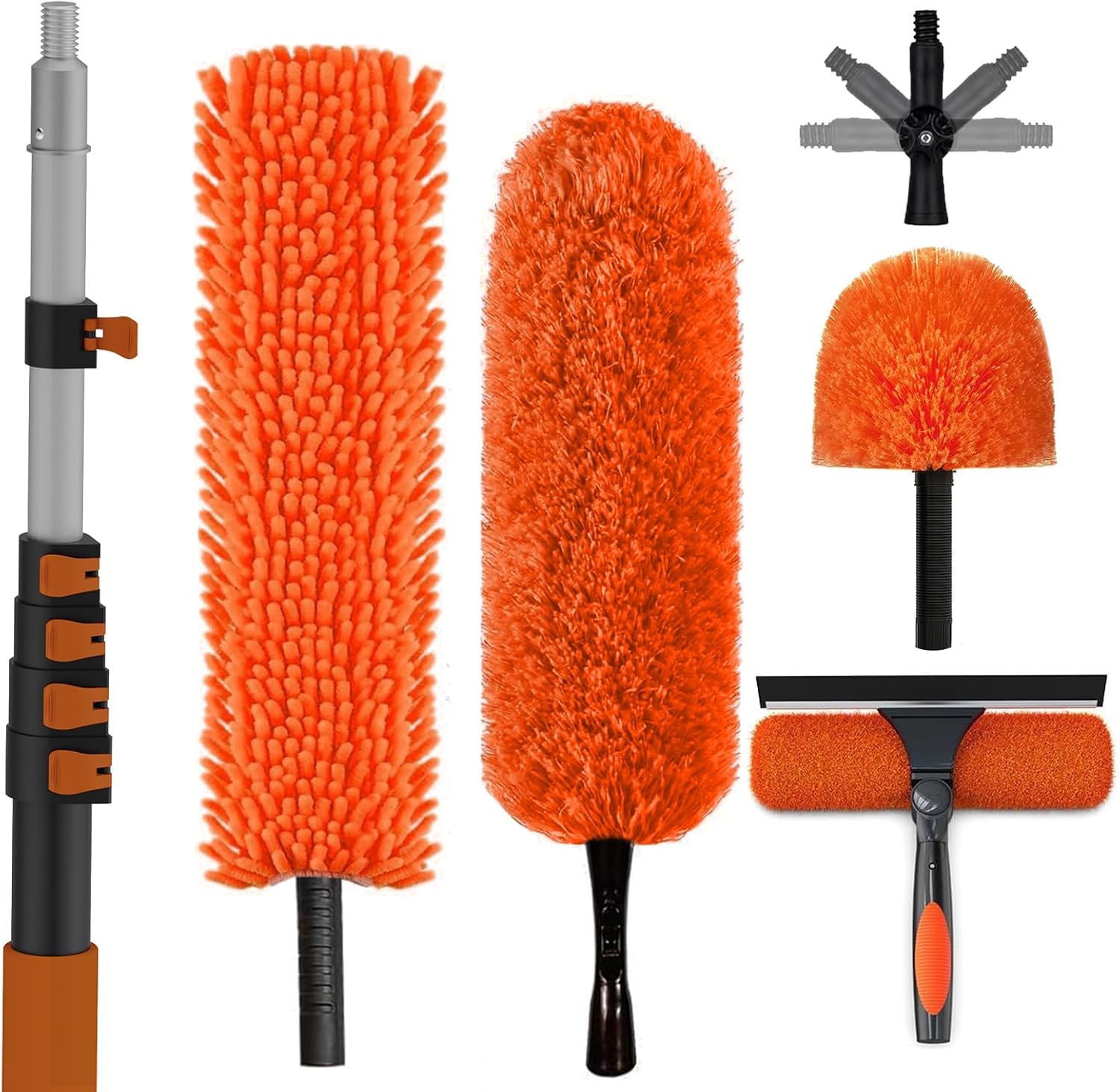 SISUPASSIE 7.2m Extendable Feather Duster Kit (1.5–7.2m) with Window Cleaning Attachments