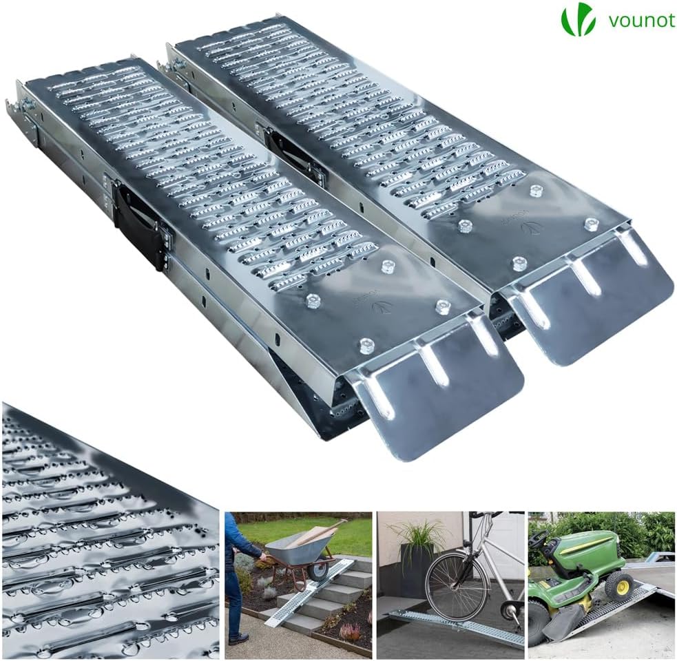 Thumbnail 1 de VOUNOT® 2 Rampes Pliables de Chargement 400 kg – Rampe d’accès en acier galvanisé 180 cm x 23 cm x 4,5 cm