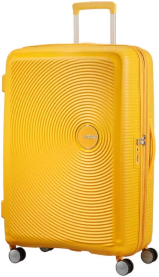Detalle de American Tourister Soundbox Hard Shell Suitcase 77 cm (Large, 4-wheel spinner, TSA lock) – Golden Yellow