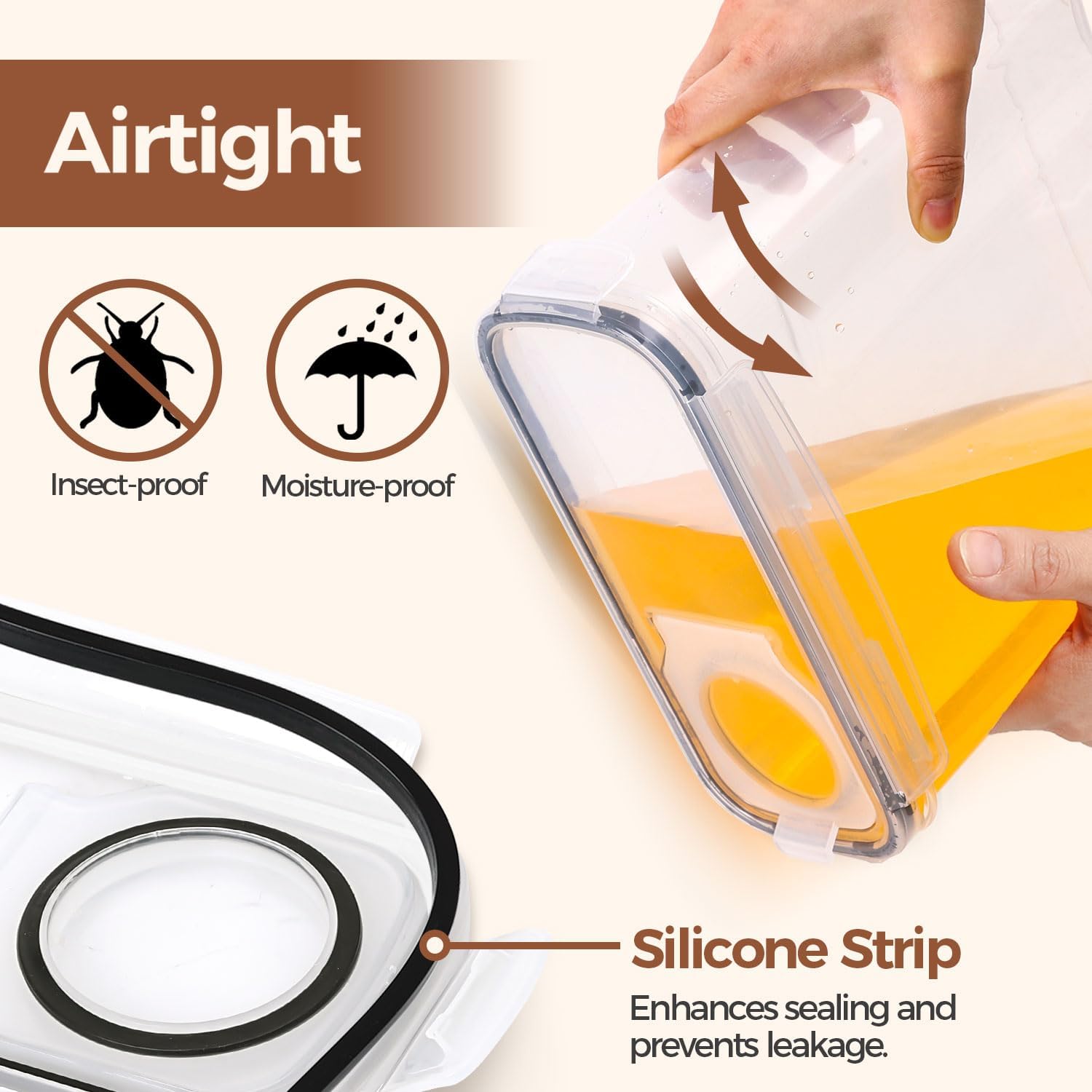 Detalle 1 de ComSaf Airtight Food Storage Containers, 2.5 L 6-Pack, Stackable with Clip-Lock Lids