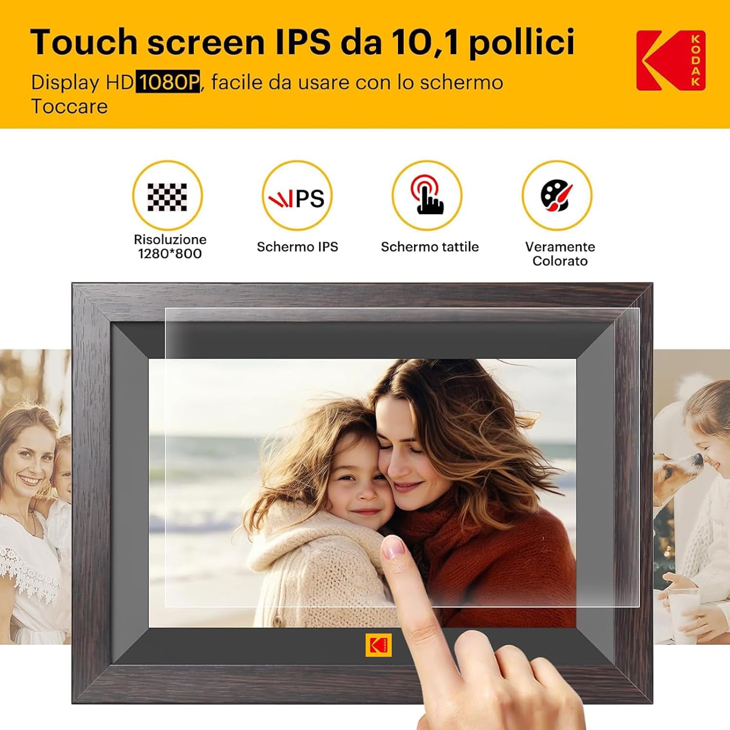 Thumbnail 2 de KODAK Cornice Digitale WIFI 10,1": cornice foto IPS con 32 GB e condivisione wireless