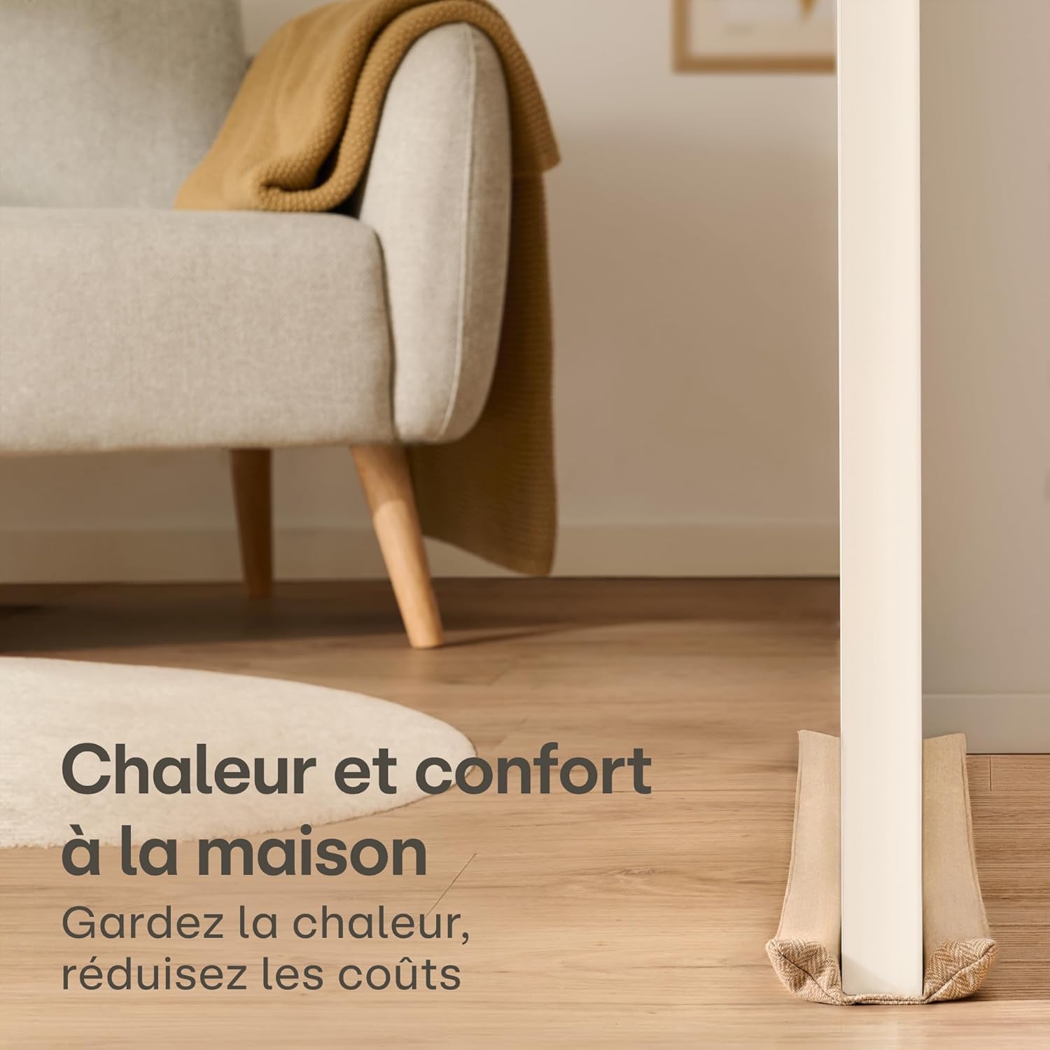 Thumbnail 1 de Praknu Boudin de Porte 70–100 cm Tissu Lavable Beige