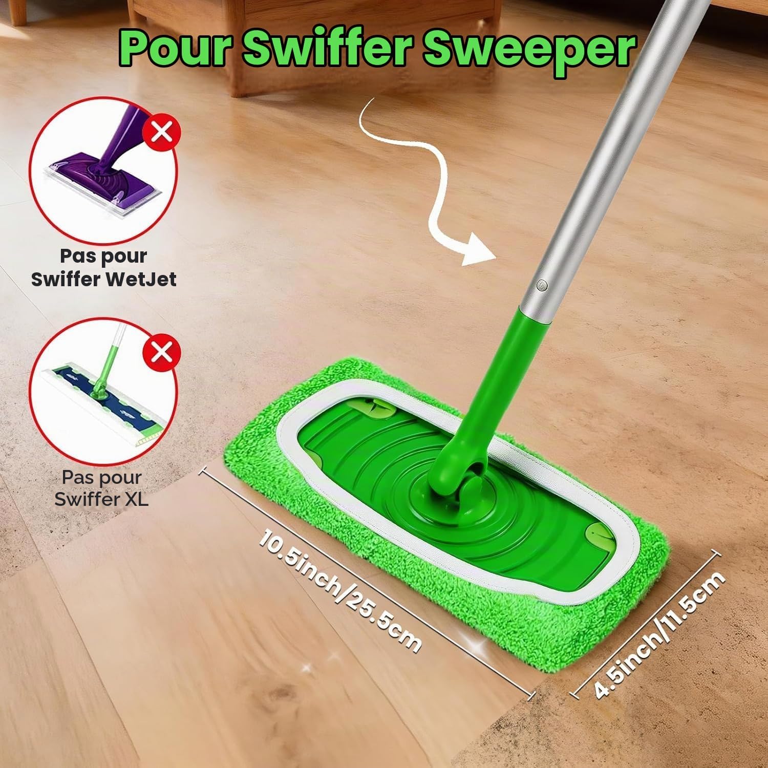 Detalle de ZWQO ZWQO-JJ01A microvezeldoeken voor Swiffer, wasbaar, 12 stuks