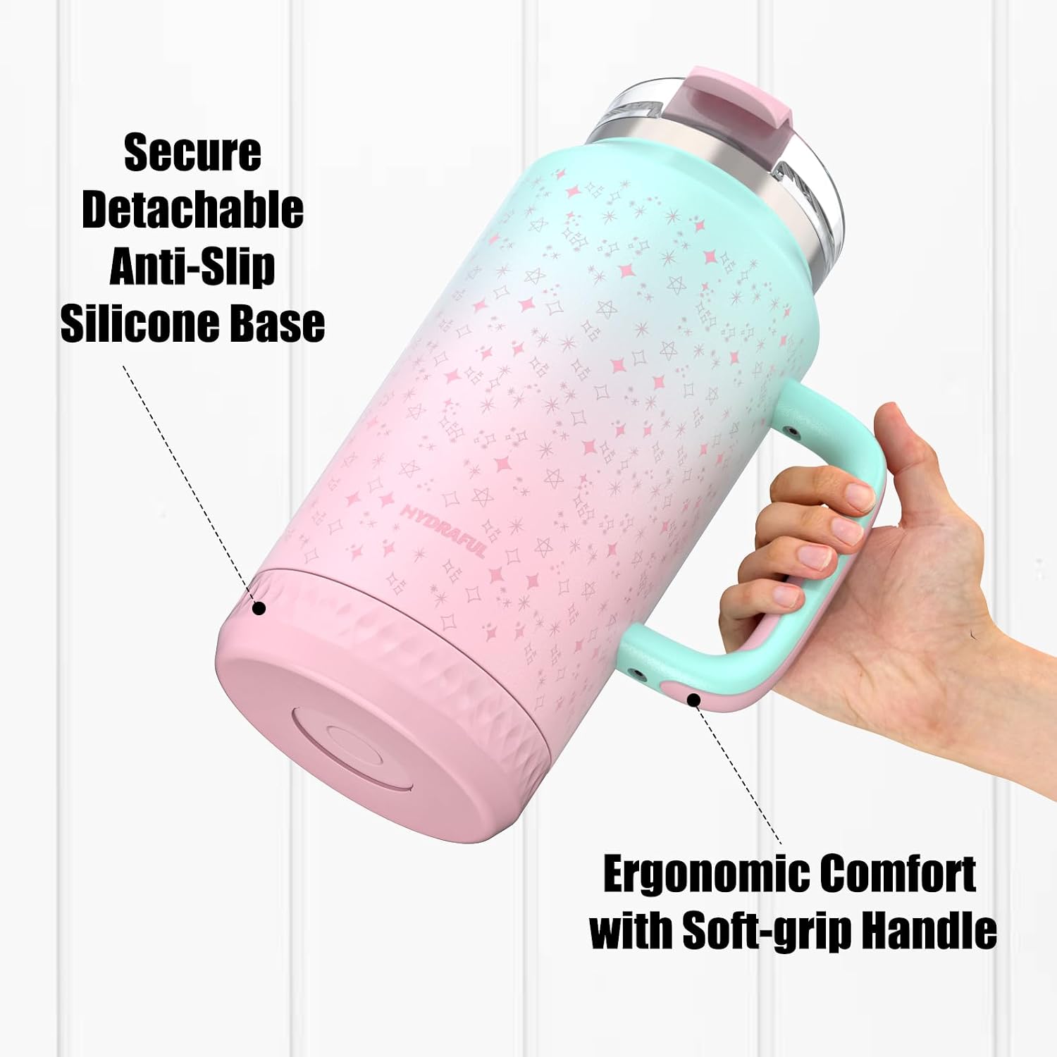 Detalle 2 de Hydraful 64 oz Tumbler with Handle and Straw – 100% Leak-Proof, Insulated Stainless Steel Travel Mug