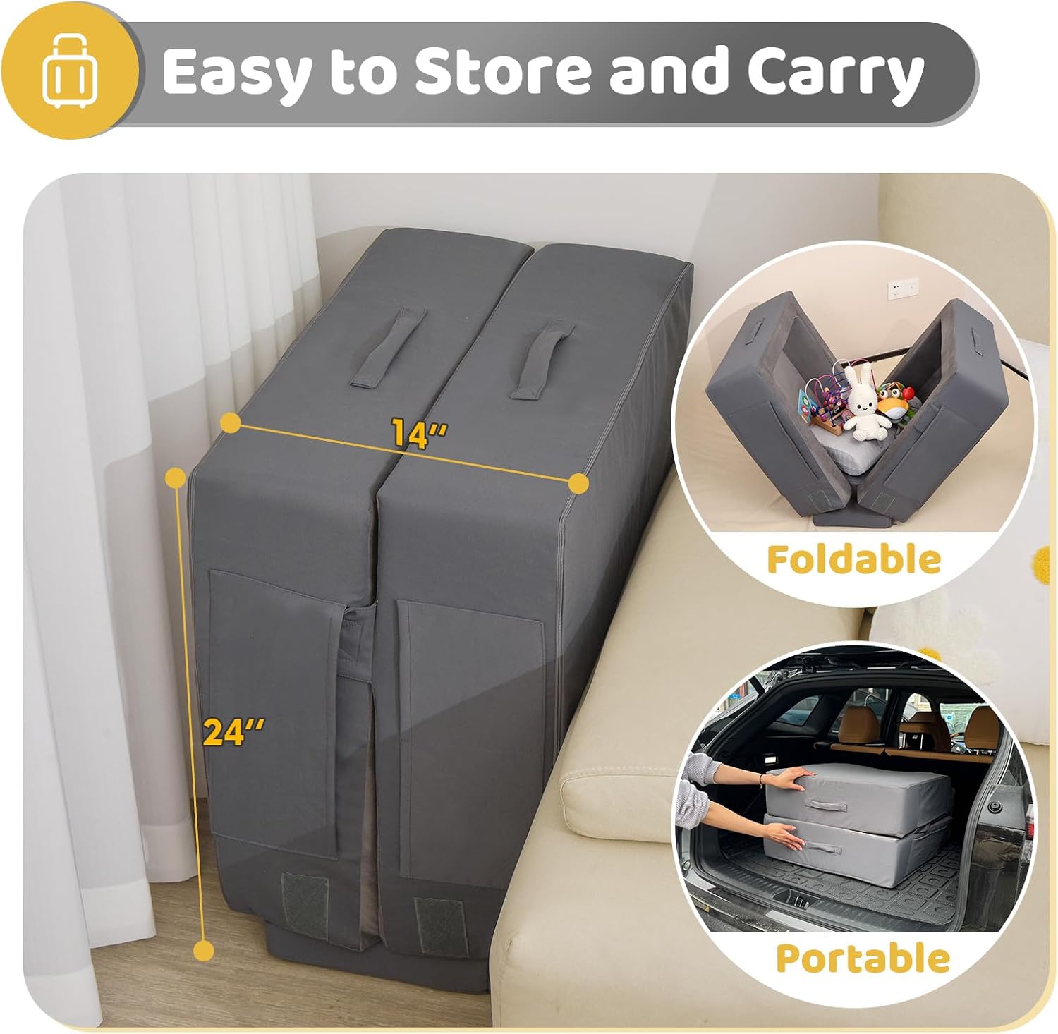 Detalle 2 de ENITYA BED-2 Portable Toddler Travel Bed with Foam Safety Rails