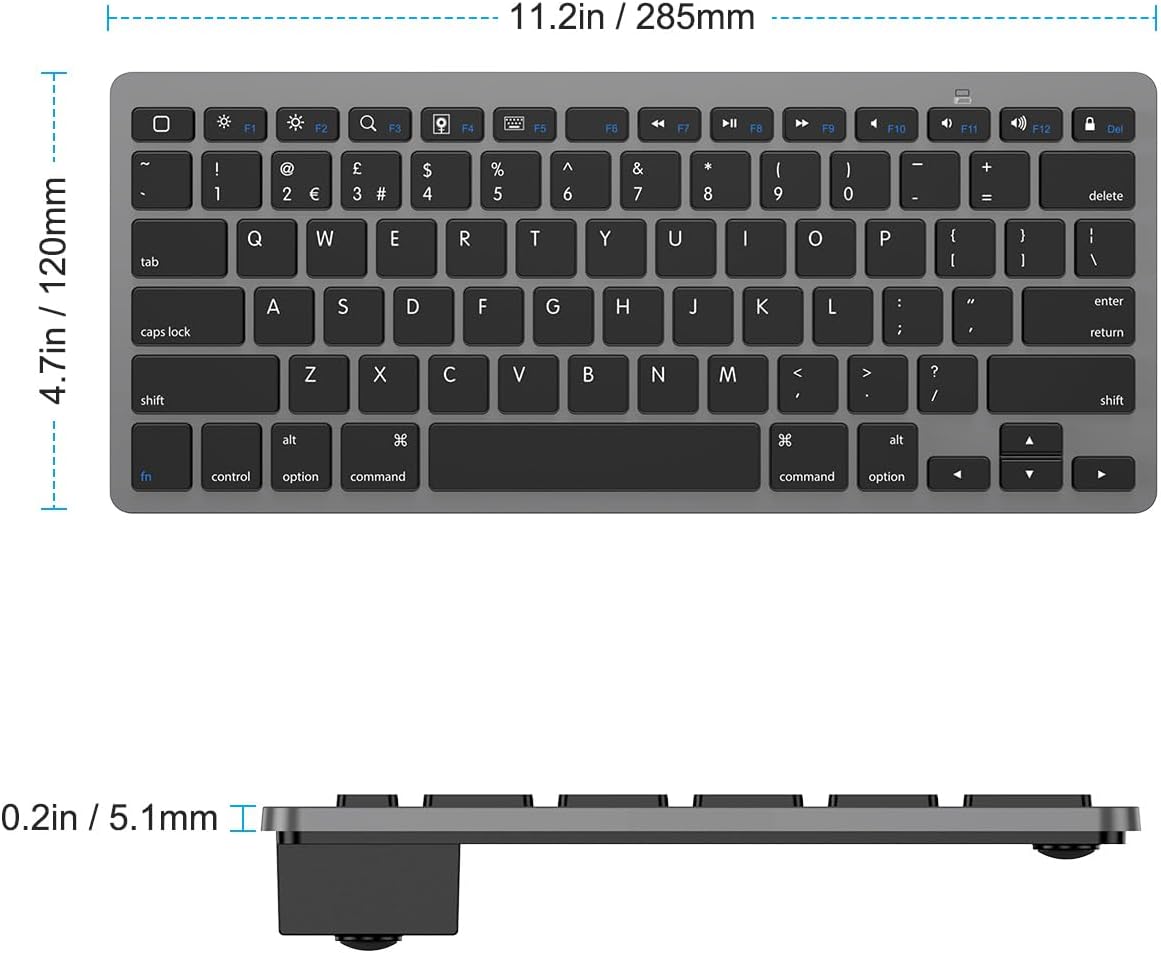 Thumbnail 6 de OMOTON Bluetooth Wireless Keyboard for iOS (UK QWERTY) – Space Grey