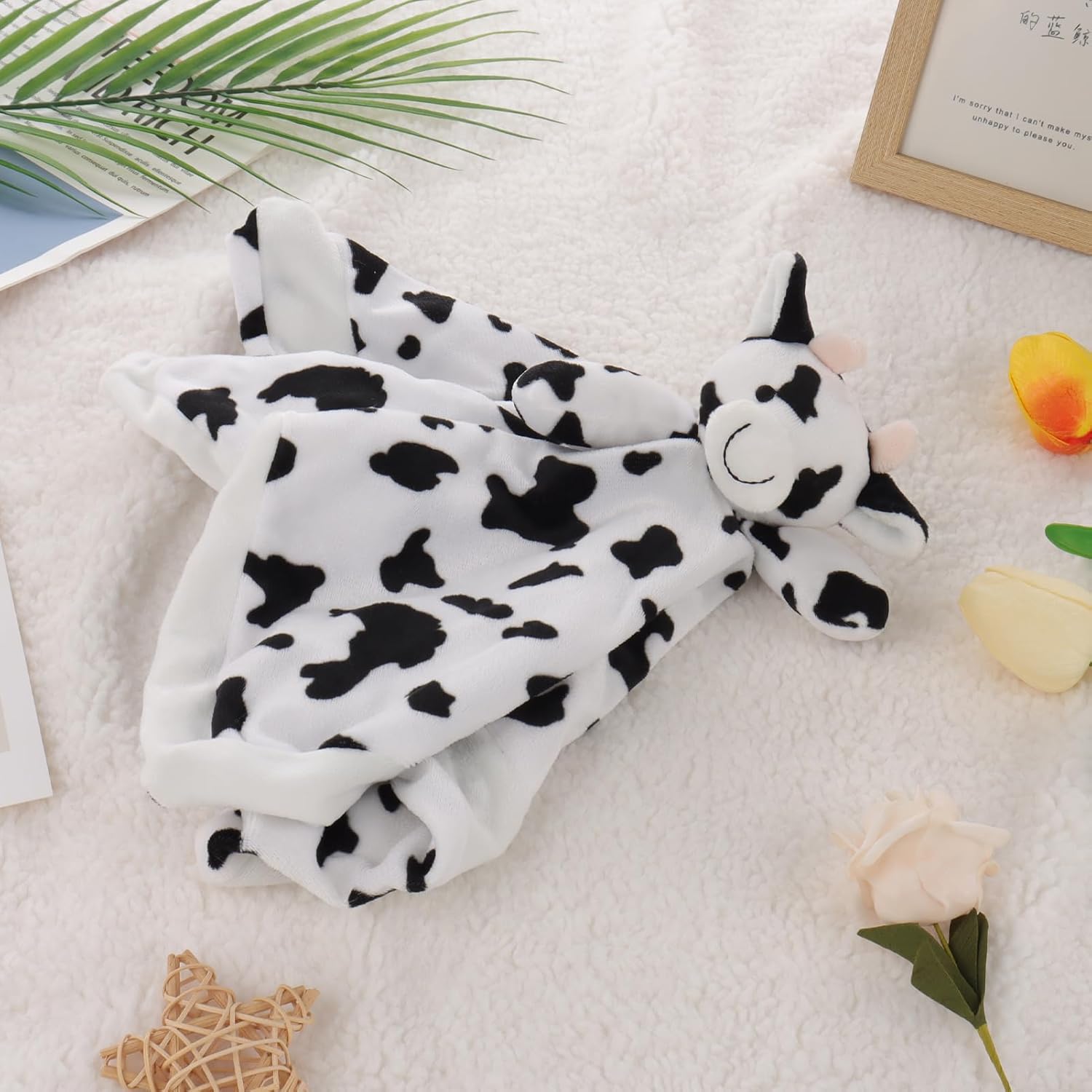 Thumbnail 2 de Apricot Lamb cow security blanket lovey (plush snuggler) for baby and nursery comfort