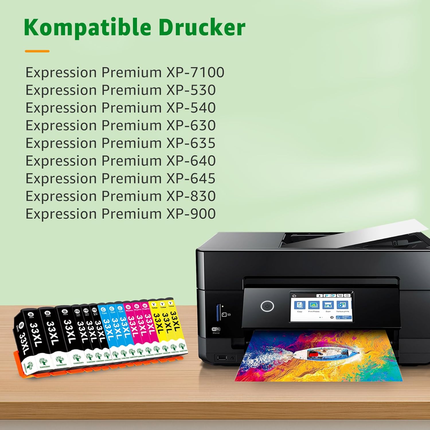 Thumbnail 1 de GREENSKY 33XL Multipack Druckerpatronen für Epson XP-7100, XP-540/530/640/830/900 – 15er-Pack