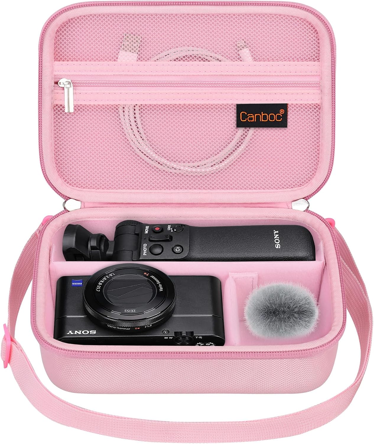 Detalle de Canboc Carrying Camera Case for Sony ZV-1, ZV-1 II & ZV-1F – Portable Vlog Accessory Case (Pink)