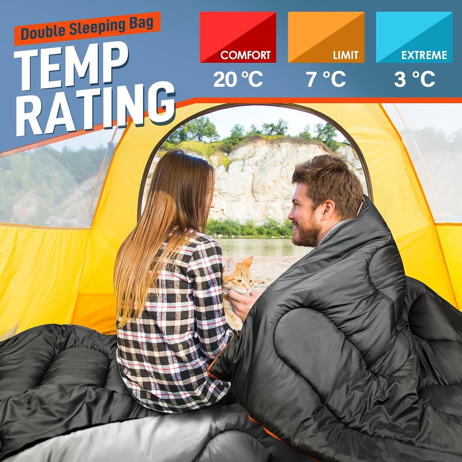 Detalle 2 de MEREZA Double Sleeping Bag for Adults – XL Two‑Person, All‑Season with Pillow