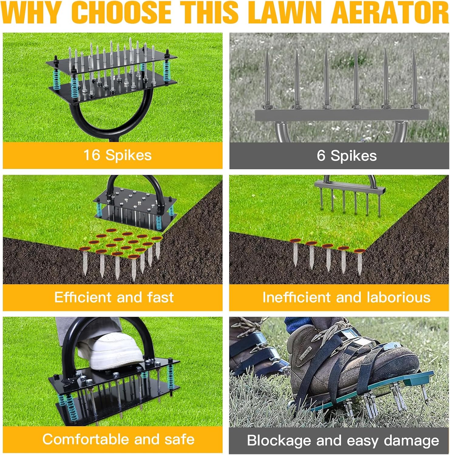 Thumbnail 2 de ROCKY&CHAO Manual Lawn Aerator 16 Spike