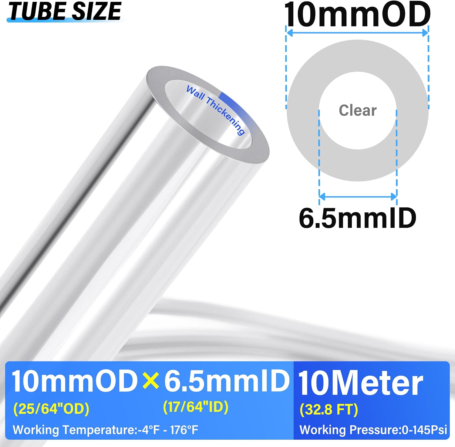 Detalle 2 de TAILONZ PNEUMATIC Luftschlauch-Set PU, 10 m – 10/6,5 mm, transparent
